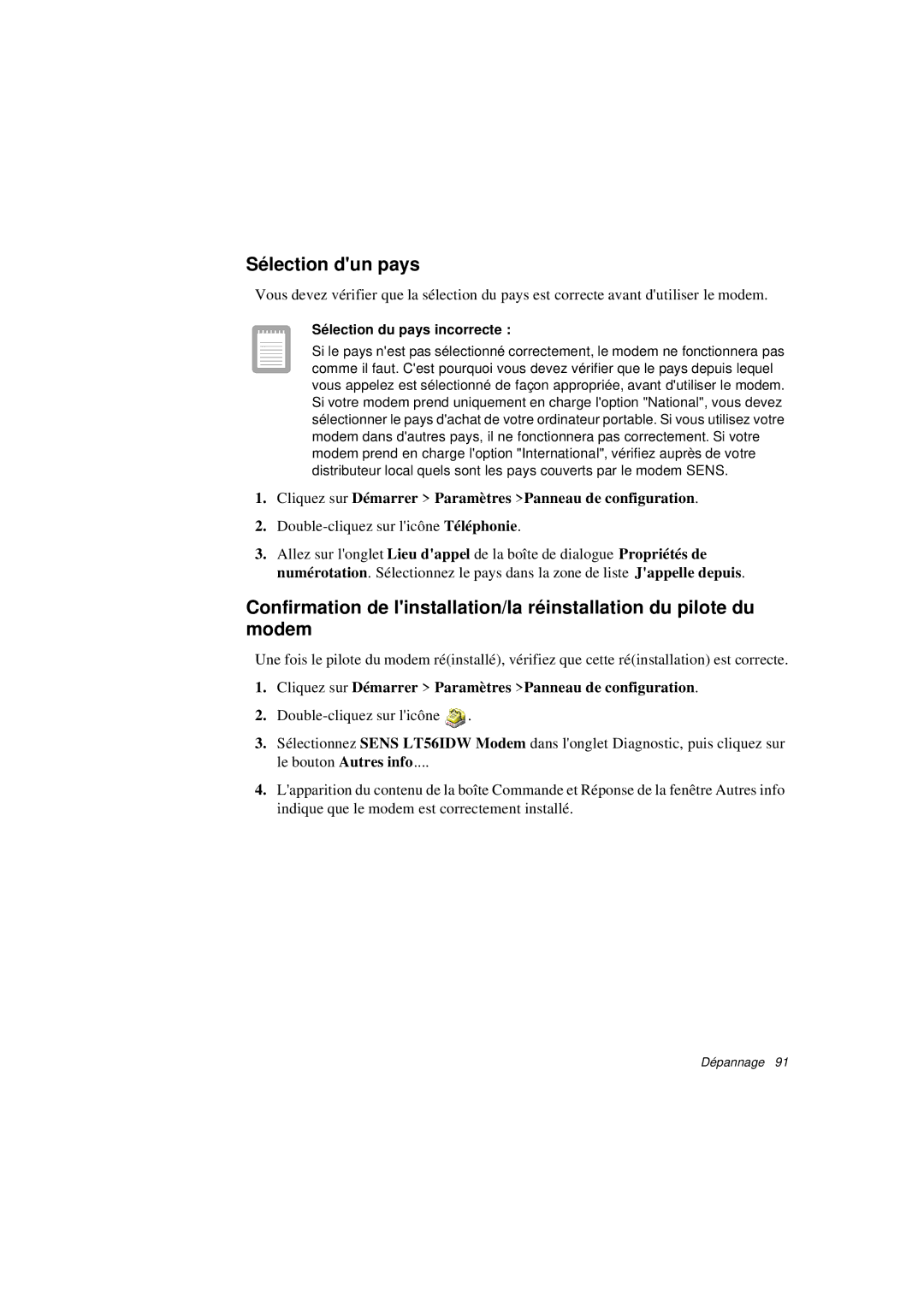 Samsung N760FN2022/SEF, N760PJ2008/SEF, N760PJ2005/SEF, N760GR2Z08/SEF Sé lection dun pays, Sé lection du pays incorrecte 