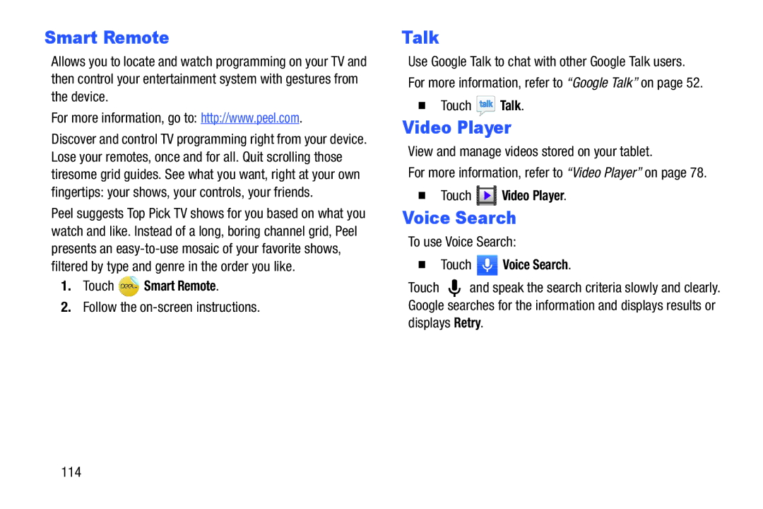 Samsung n/a user manual Smart Remote, Talk, Voice Search 