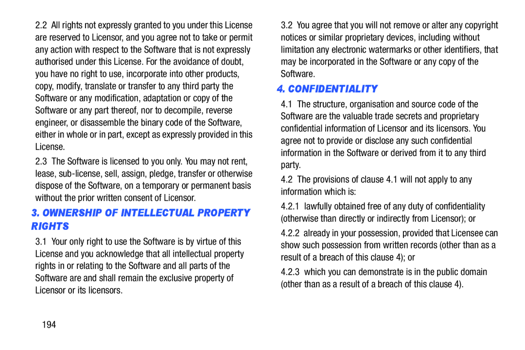 Samsung n/a user manual Ownership of Intellectual Property Rights, 194 