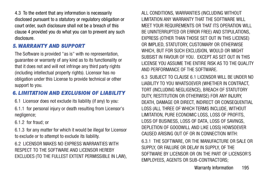 Samsung n/a user manual Warranty and Support, 195 