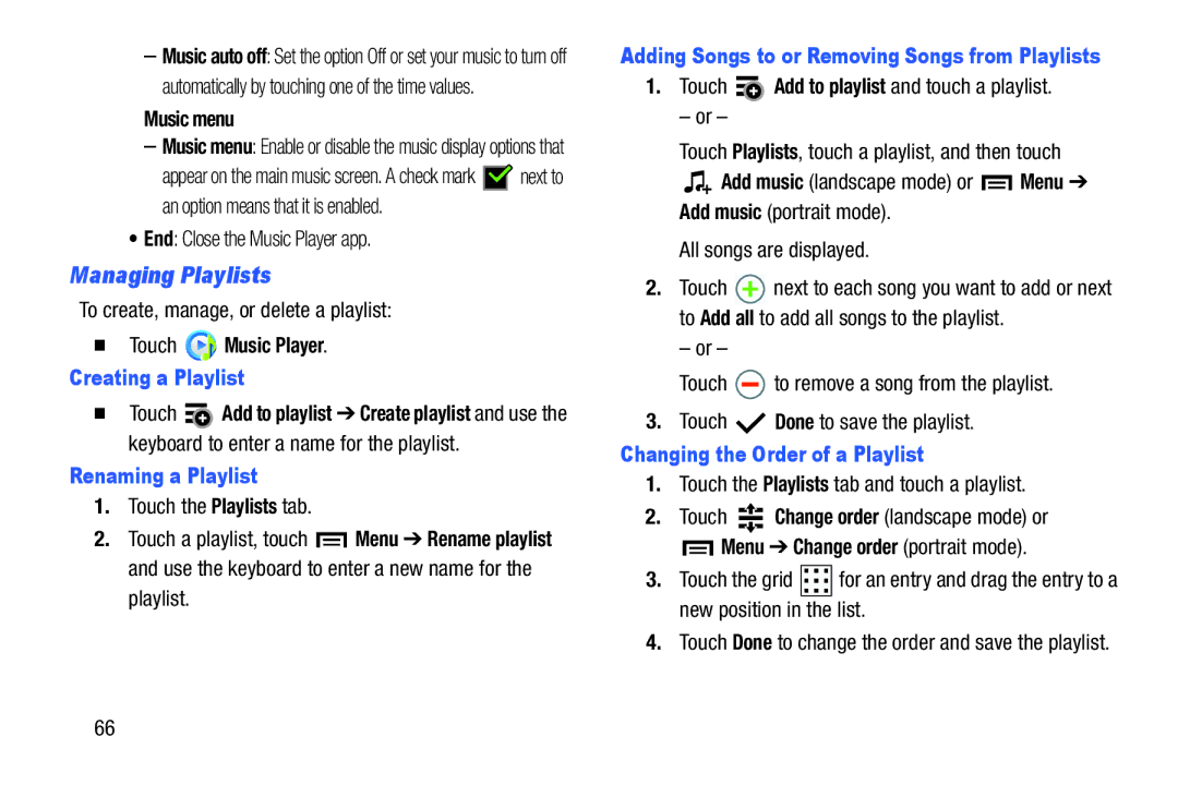 Samsung n/a user manual Managing Playlists, Creating a Playlist, Renaming a Playlist, Changing the Order of a Playlist 