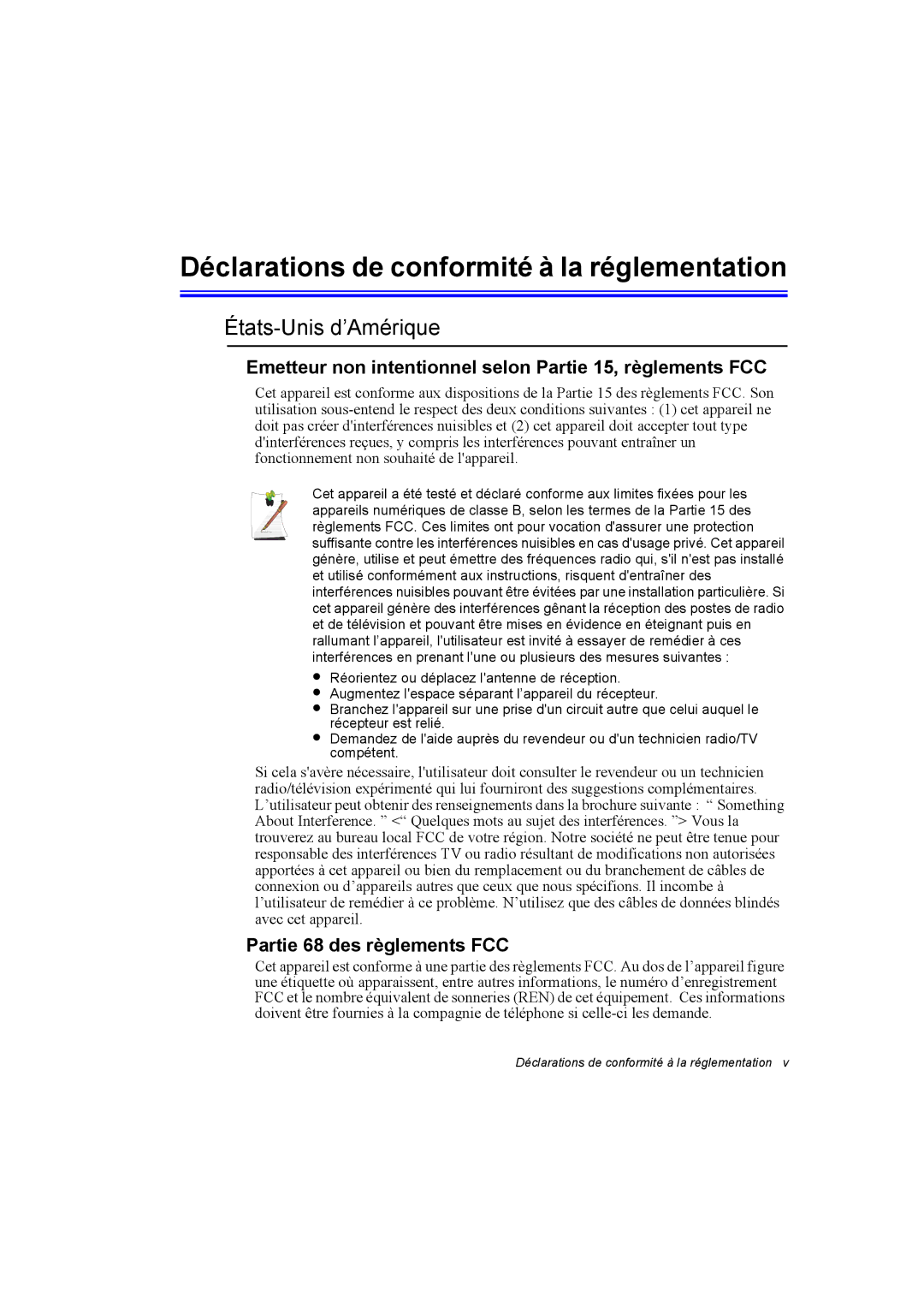 Samsung NA10DH008K/SEF Déclarations de conformité à la réglementation, États-Unis d’Amérique, Partie 68 des règlements FCC 