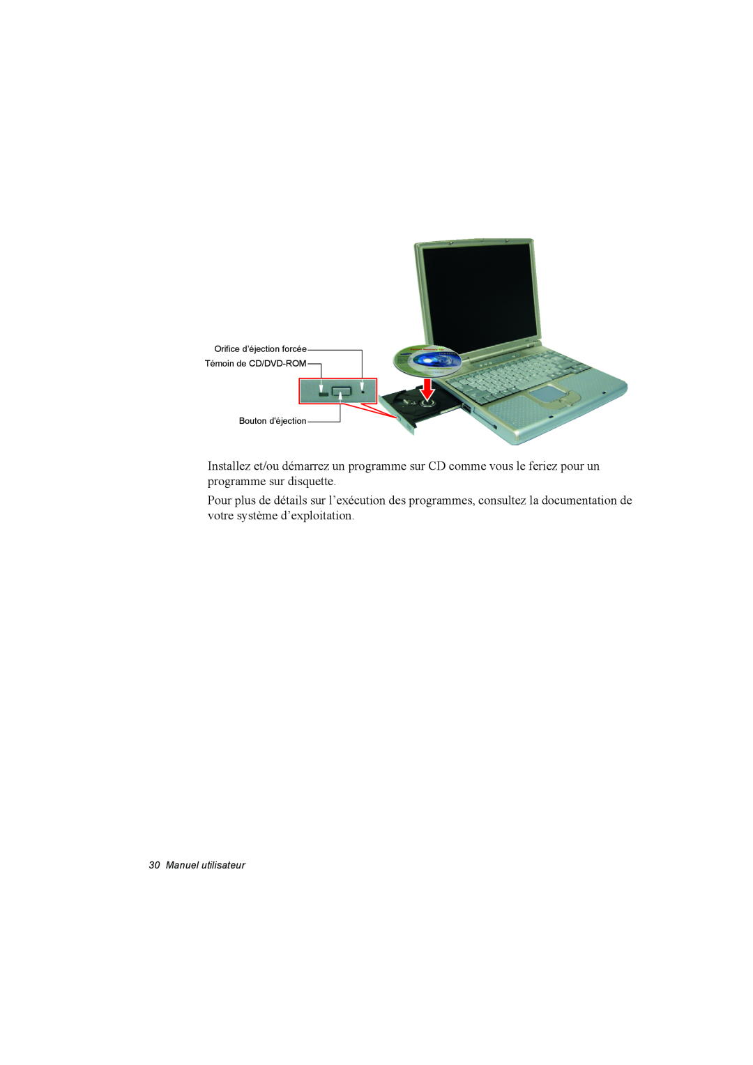 Samsung NA10AJ0041/SEF, NA10AJ0001/SEF Manuel utilisateur, Orifice d’éjection forcée Témoin de CD/DVD-ROM Bouton déjection 