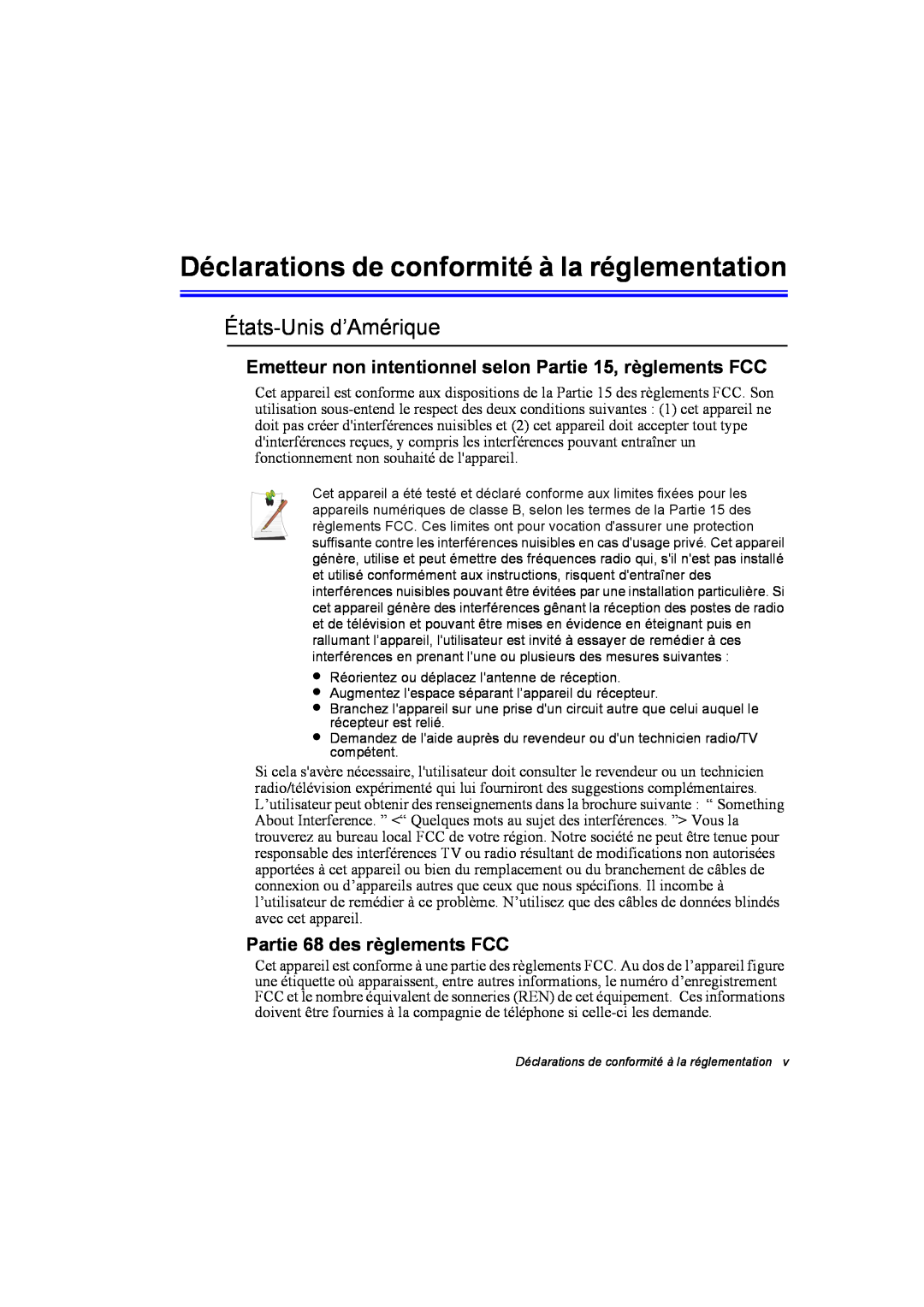 Samsung NA10DH008K/SEF Déclarations de conformité à la réglementation, États-Unis d’Amérique, Partie 68 des règlements FCC 