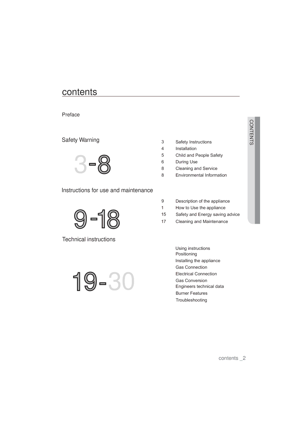 Samsung NA64H3030AS/EG, NA64H3010AS/EG manual Contents 