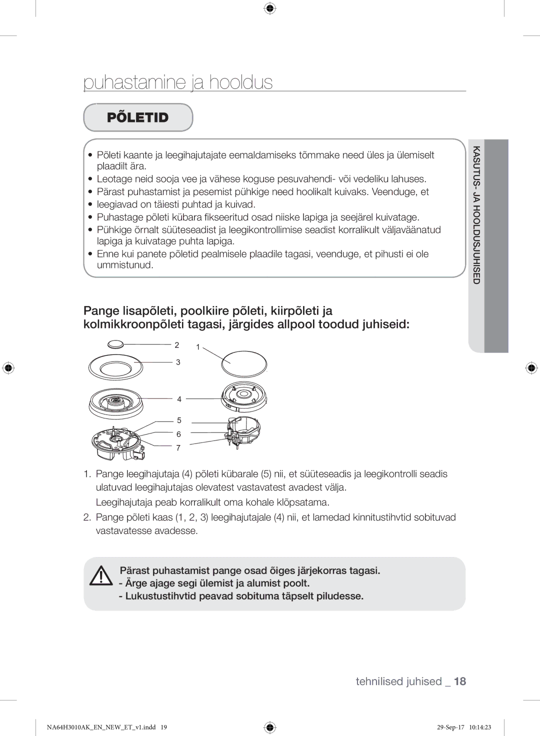 Samsung NA64H3010AK/EO, NA64H3010AS/EO manual Põletid 