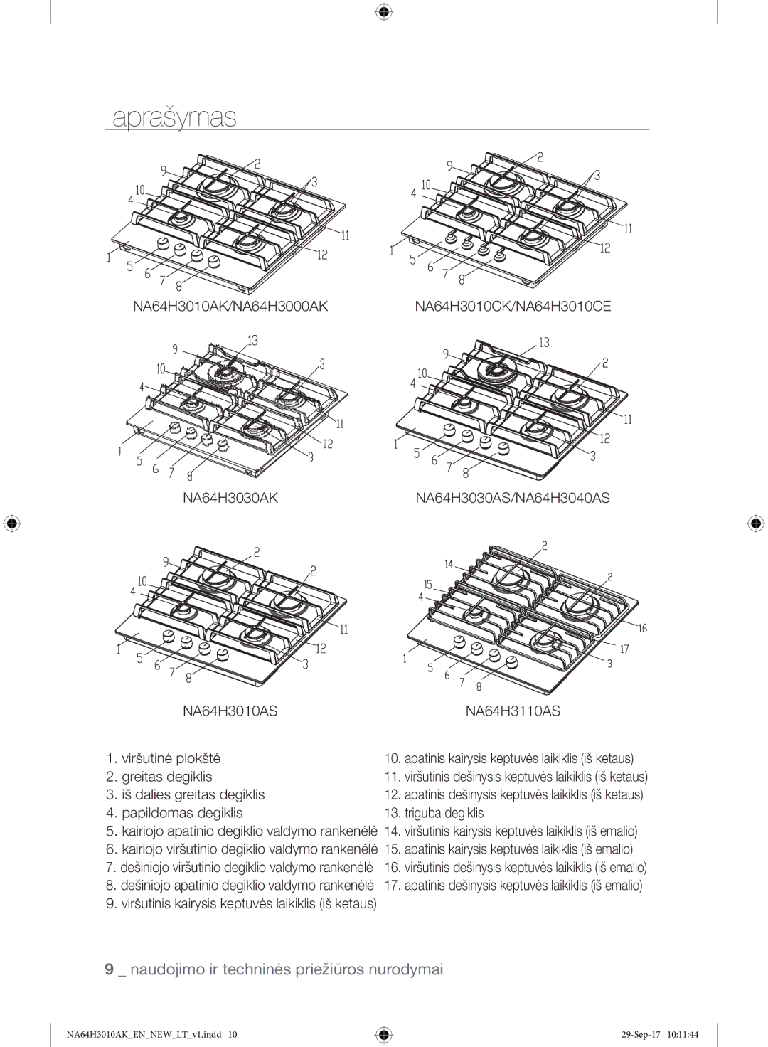 Samsung NA64H3010AS/EO, NA64H3010AK/EO manual Aprašymas 