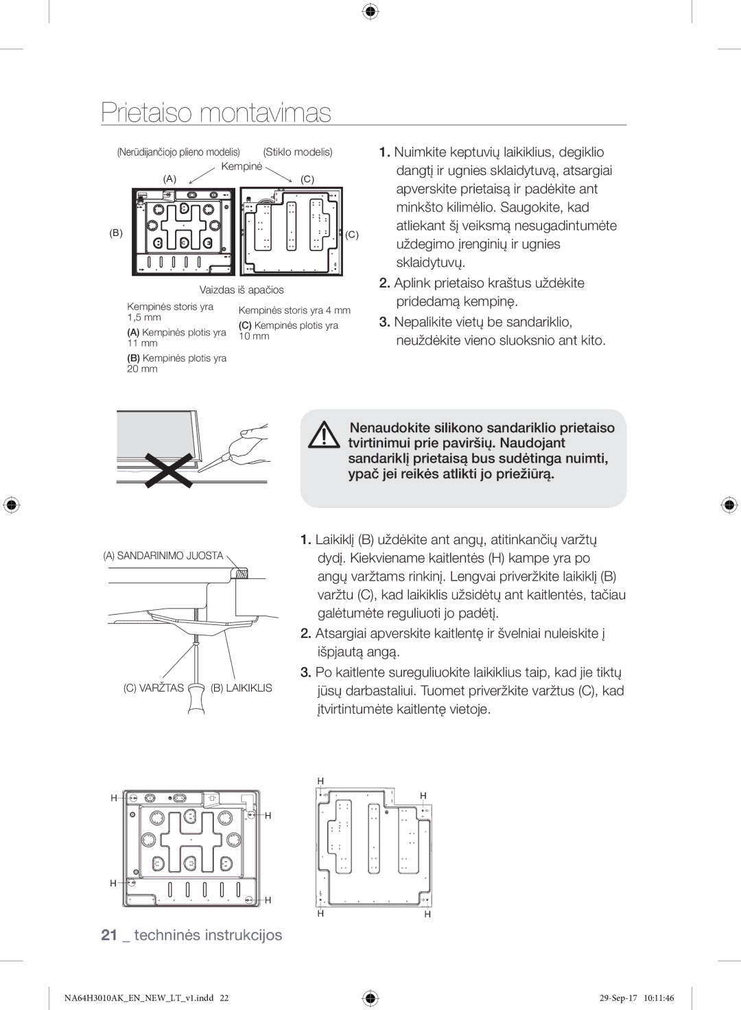 Samsung NA64H3010AS/EO manual Apverskite prietaisą ir padėkite ant, Minkšto kilimėlio. Saugokite, kad, Sklaidytuvų 