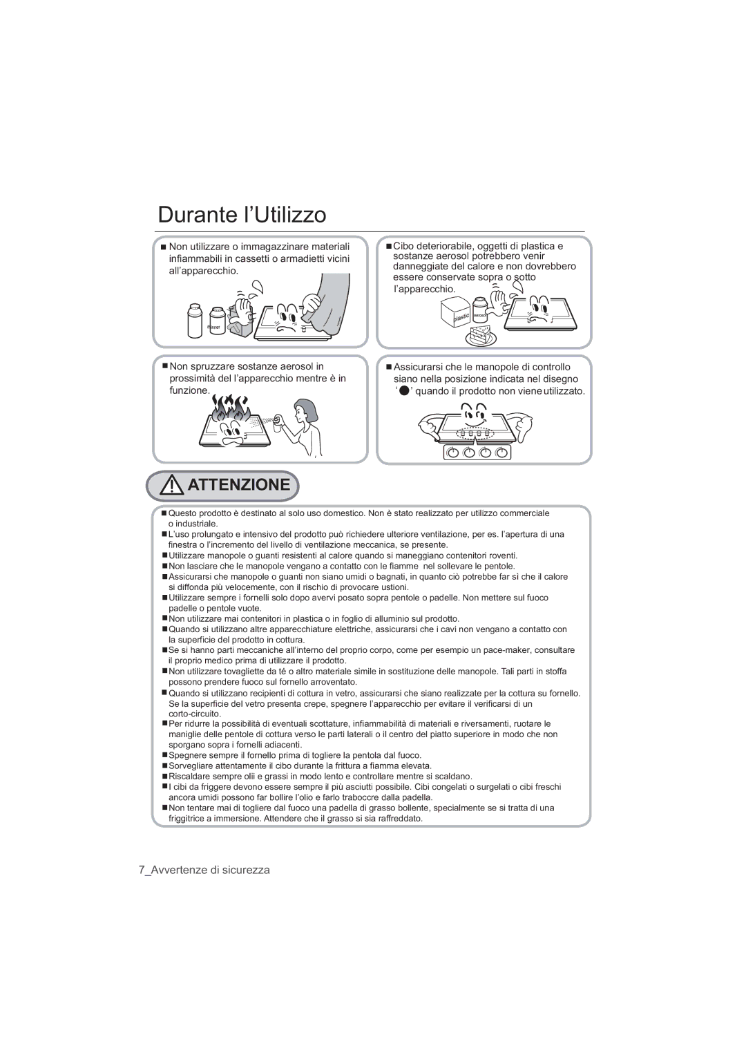 Samsung NA64H3110BS/ET, NA64H3010AS/ET, NA64H3010BS/ET, NA64H3030BS/ET, NA64H3010AK/ET manual 7Avvertenze di sicurezza 