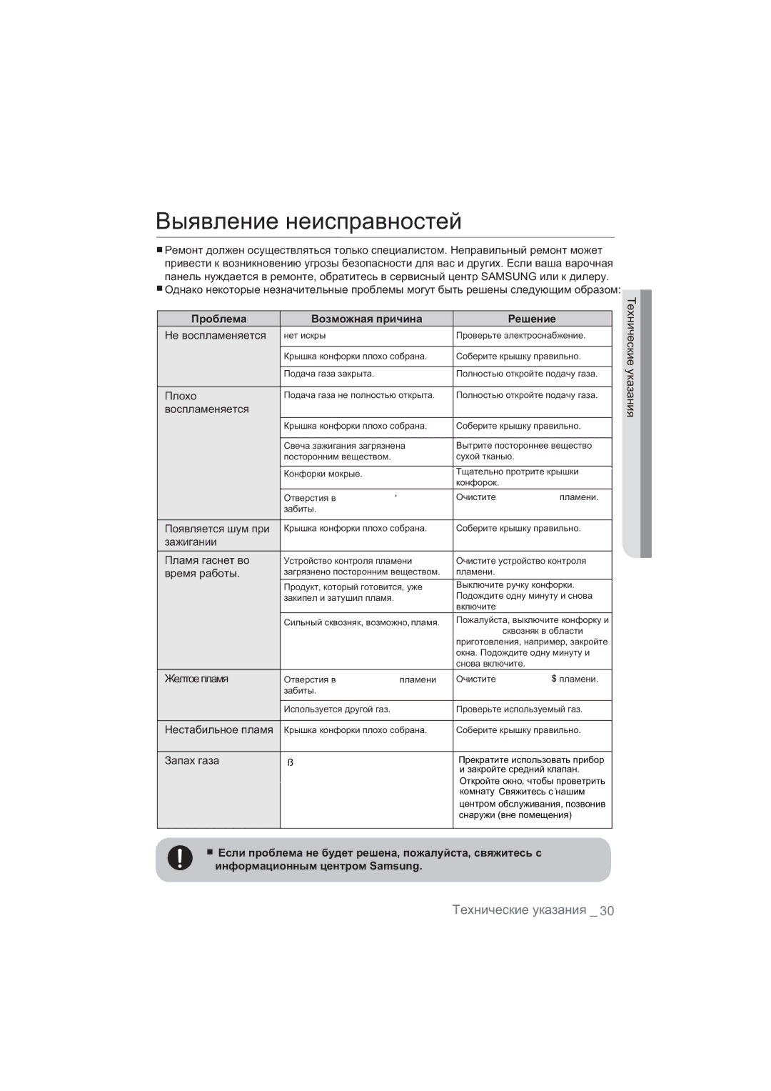 Samsung NA64H3010CK/WT, NA64H3010BS/WT, NA64H3030AS/WT, NA64H3110BS/WT, NA64H3010BK/WT manual Ȼɵɹɜɥɟɧɢɟɧɟɢɫɩɪɚɜɧɨɫɬɟɣ 