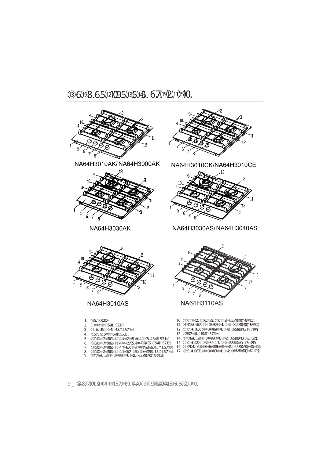 Samsung NA64H3030AS/WT, NA64H3010BS/WT, NA64H3010CK/WT, NA64H3110BS/WT manual Ɉɩɢɫ ɩɨɛɭɬɨɜɨɝɨ ɩɪɢɥɚɞɭ, NA64H3010AS NA64H3AS 