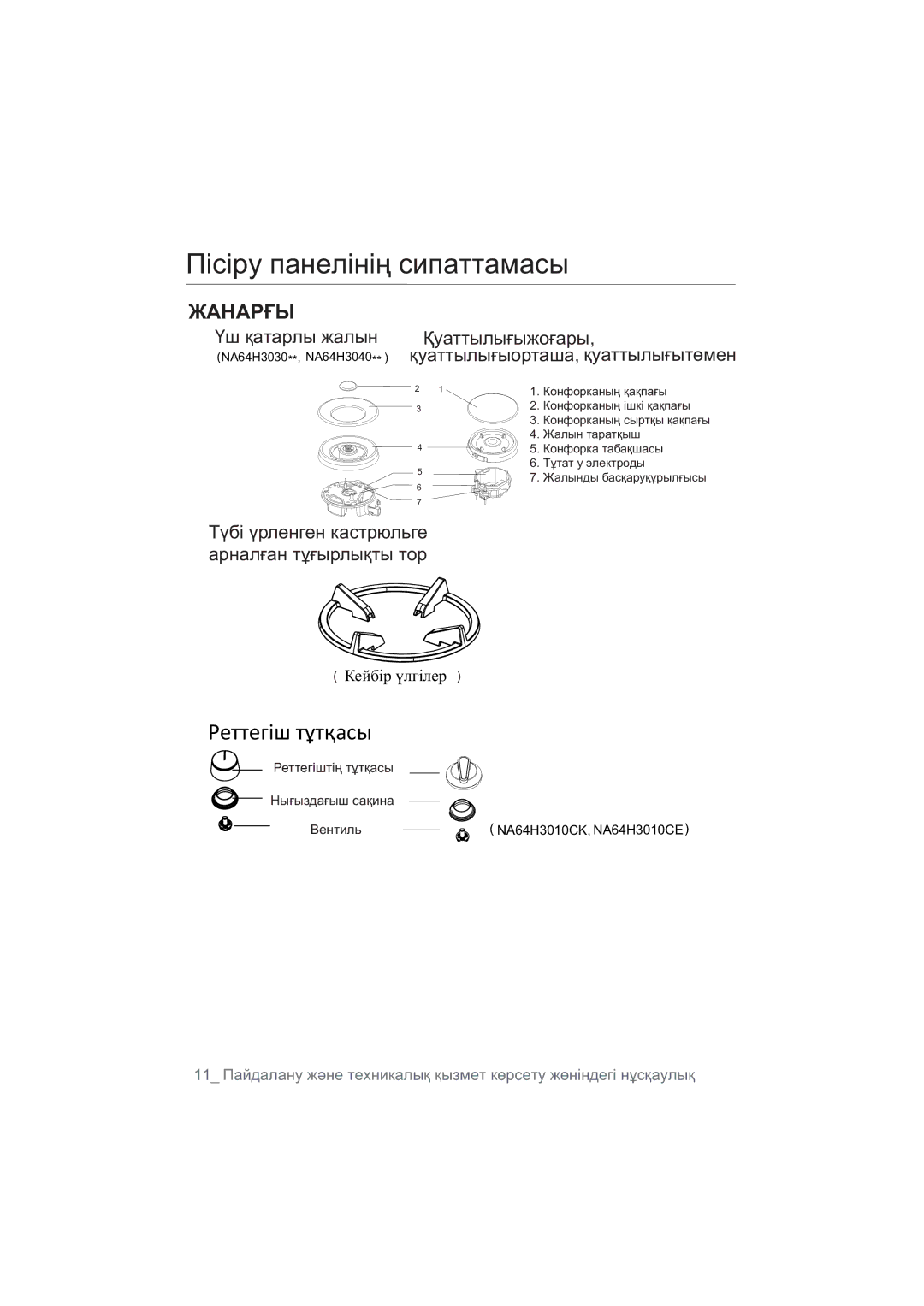 Samsung NA64H3010AS/WT, NA64H3010BS/WT, NA64H3010CK/WT, NA64H3030AS/WT, NA64H3110BS/WT Ɉɿɫɿɪɭɩɚɧɟɥɿɧɿԙɫɢɩɚɬɬɚɦɚɫɵ, ⱿȺɇȺɊԐɕ 