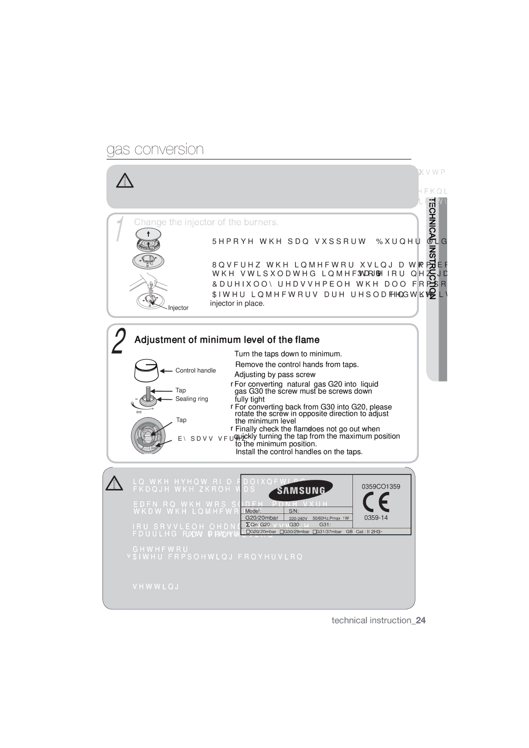 Samsung NA64H3000AK/WT, NA64H3010BS/WT, NA64H3010CK/WT manual Gas conversion, Duhixoo\UhdvvhpeohWkhDooFrpsrqhqwv 