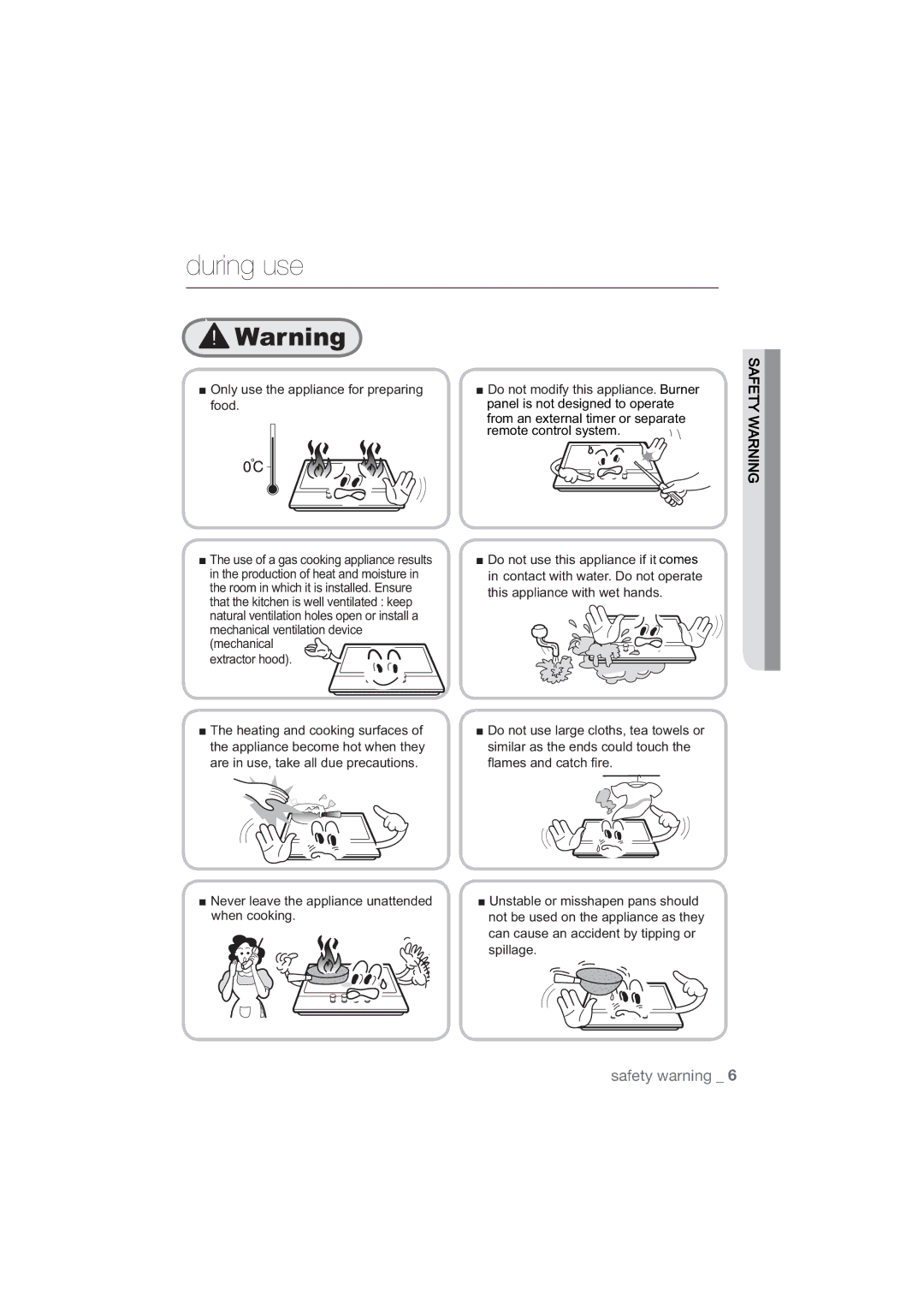 Samsung NA64H3110AS/WT manual During use, HwudfwruKrrg, 7KHKHDWLQJDQGFRRNLQJVXUIDFHVRI, ÀdphvDqgFdwfk¿Uh 