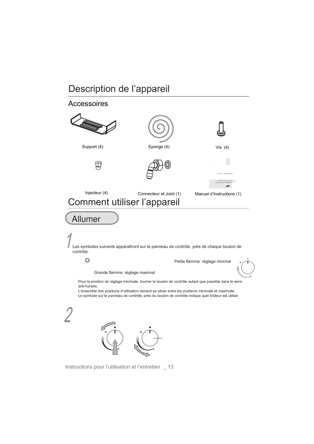 Samsung NA64H3110AS/EF manual Comment utiliser l’appareil, Accessoires 