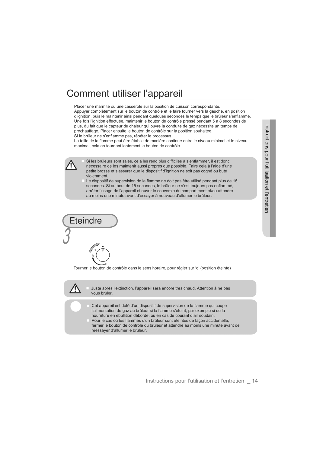 Samsung NA64H3110AS/EF manual Eteindre 