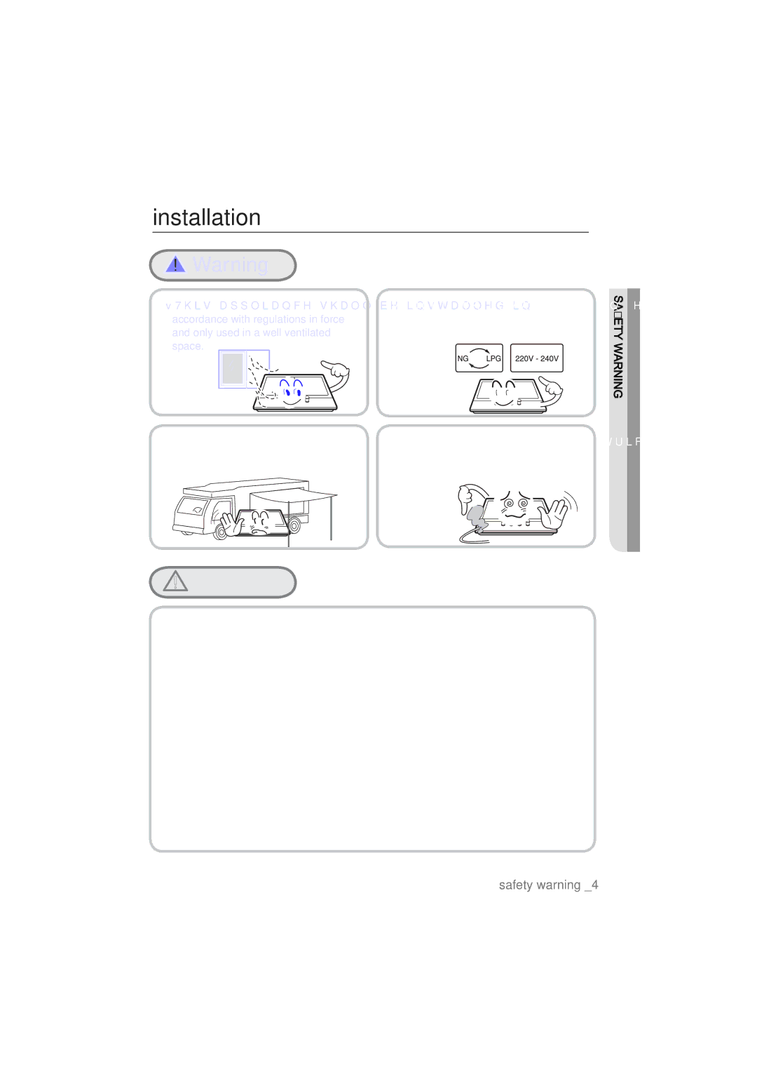 Samsung NA64H3110AS/EF manual Installation, 5HPRYHDOOSDFNDJLQJEHIRUHXVLQJWKHDSSOLDQFH 