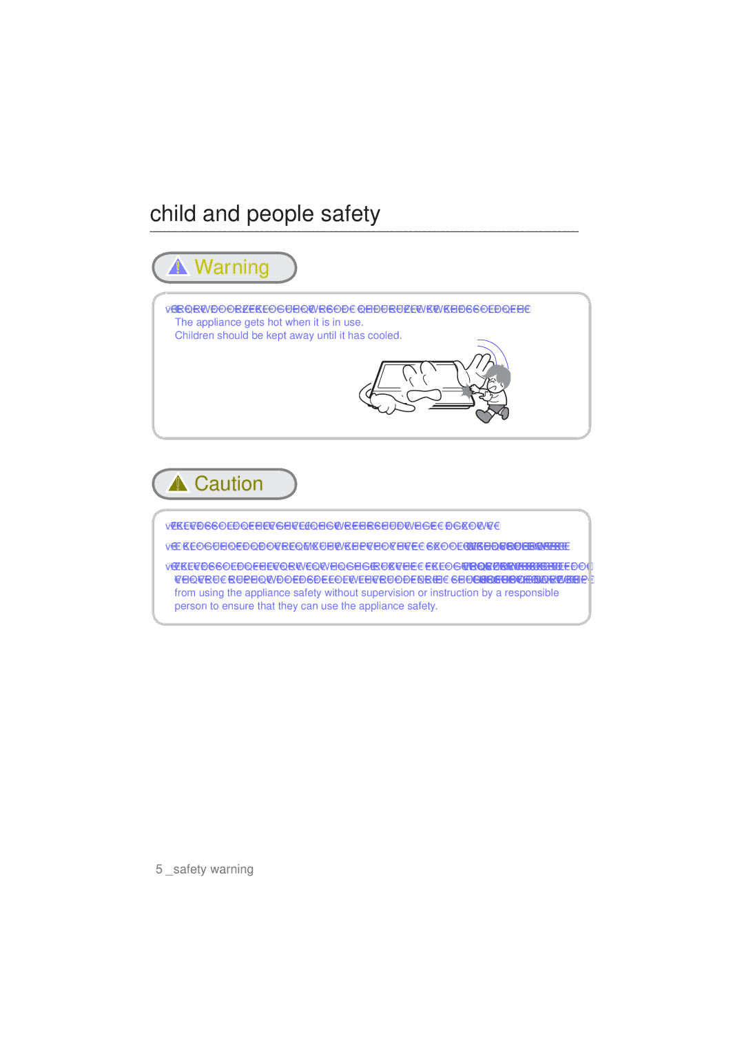 Samsung NA64H3110AS/EF manual Child and people safety, RQrwDoorzFkloguhqWrSod\QhduRuZlwkWkhDssoldqfh 