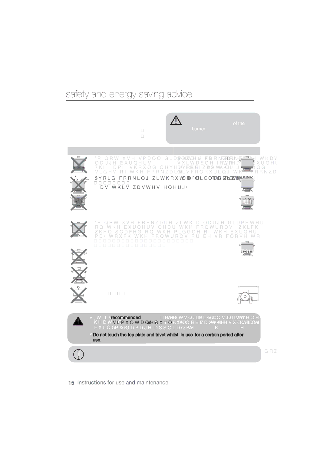 Samsung NA64H3110AS/EF manual Safety and energy saving advice, Burners 