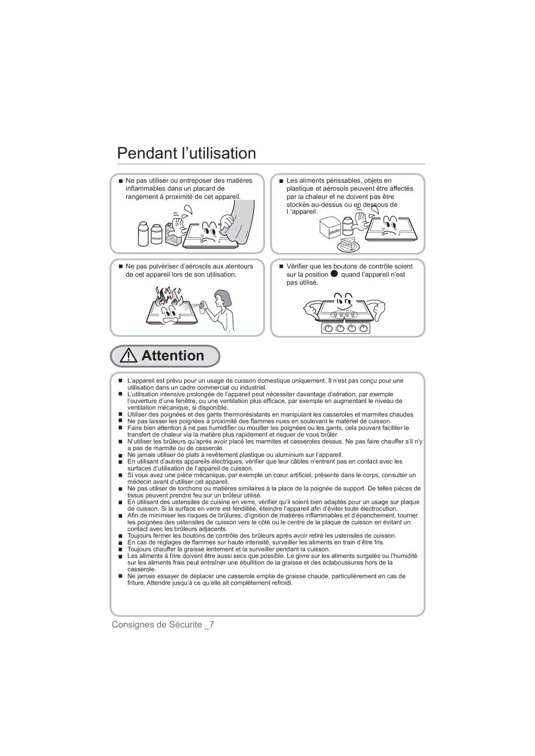 Samsung NA64H3110AS/EF manual Pendant l’utilisation 