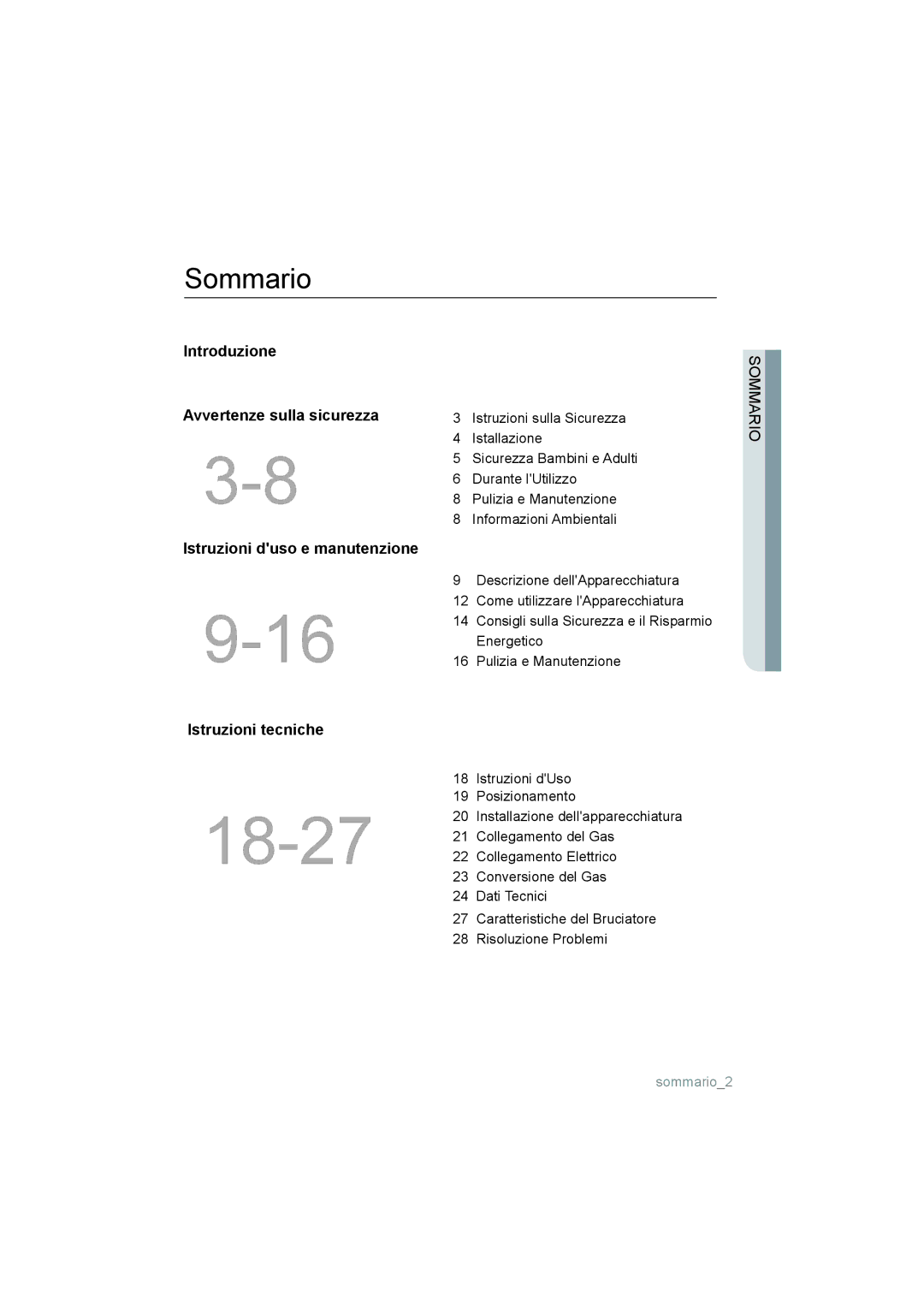 Samsung NA75J3030AS/ET, NA75M3130AS/ET manual Sommario 