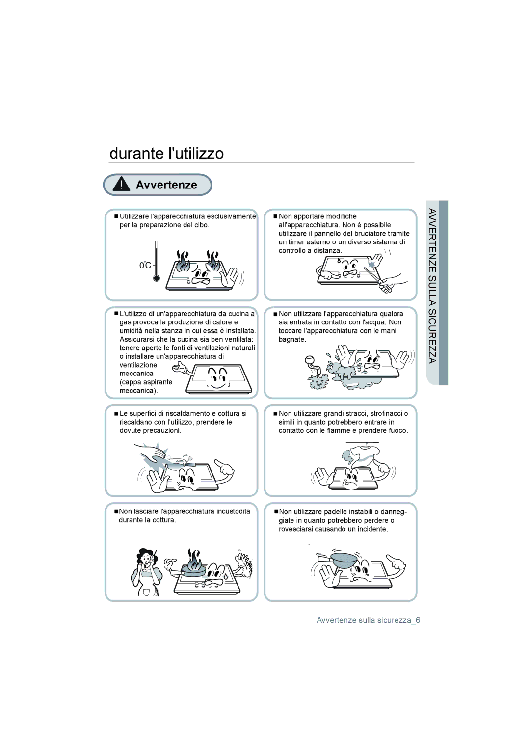 Samsung NA75J3030AS/ET, NA75M3130AS/ET manual Durante lutilizzo, Avvertenze Sulla Sicurezza 