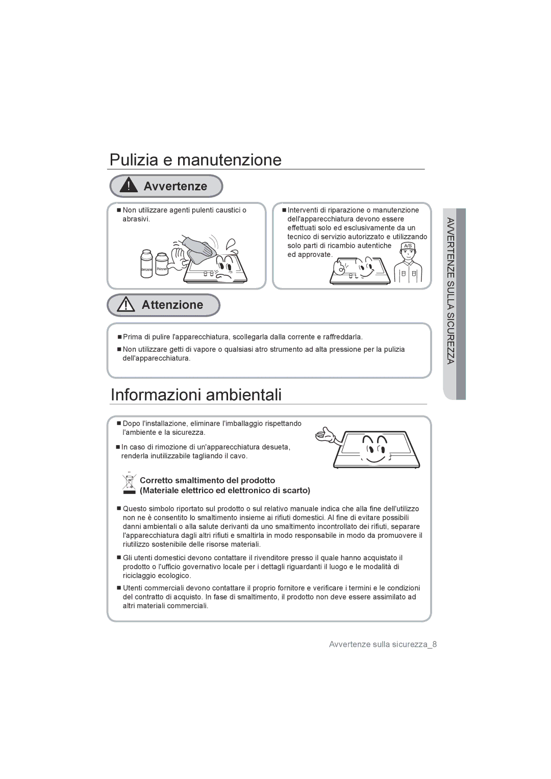 Samsung NA75J3030AS/ET, NA75M3130AS/ET manual Pulizia e manutenzione, Informazioni ambientali 