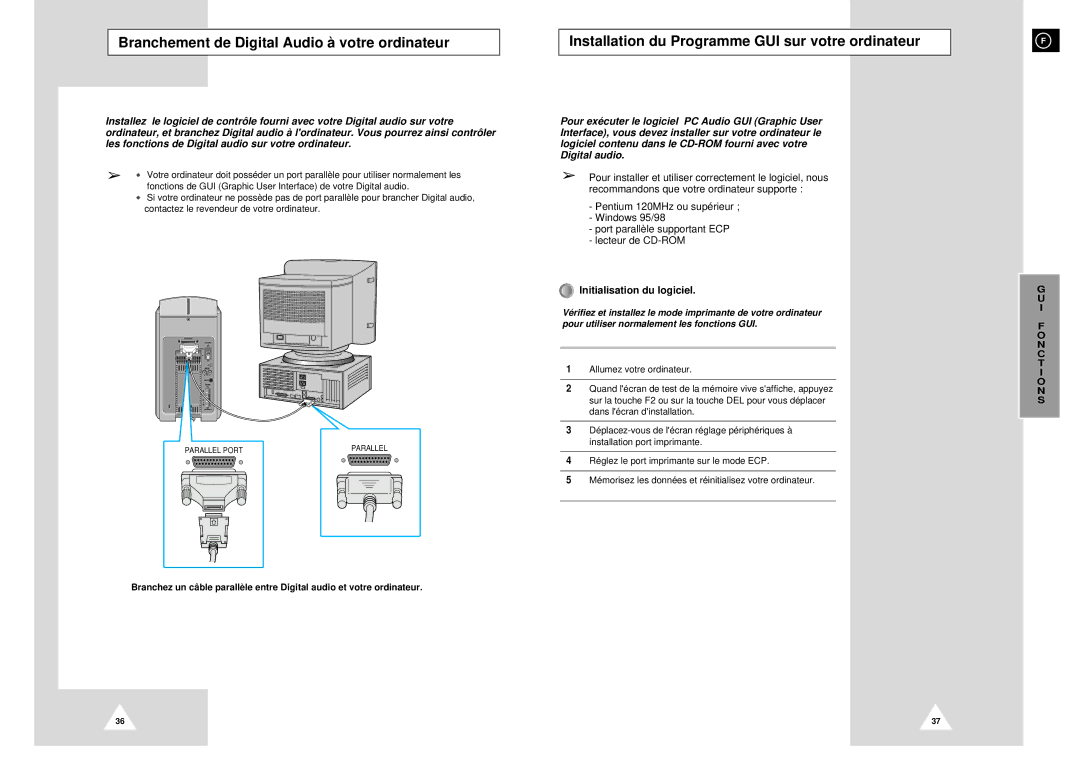 Samsung NACP50RH/ELS Branchement de Digital Audio à votre ordinateur, Installation du Programme GUI sur votre ordinateur 