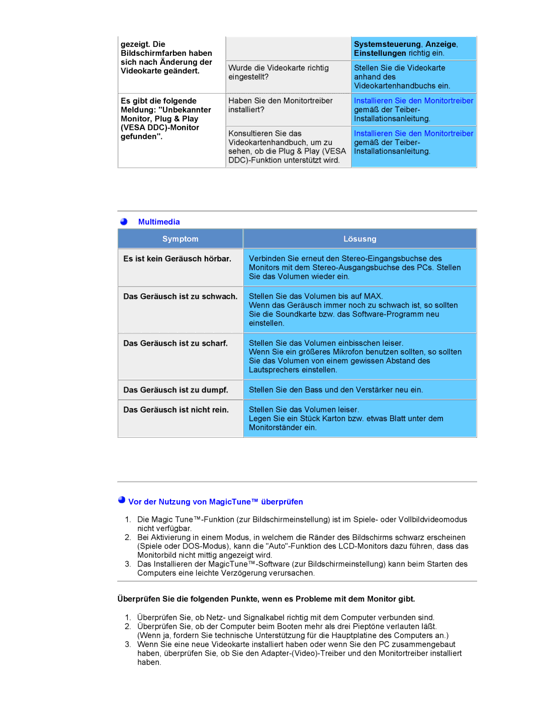 Samsung NB17BSPSQ/EDC, NB17ASBSY, NB15ASHN/EDC manual Systemsteuerung, Anzeige, Einstellungen richtig ein, Symptom Lösusng 