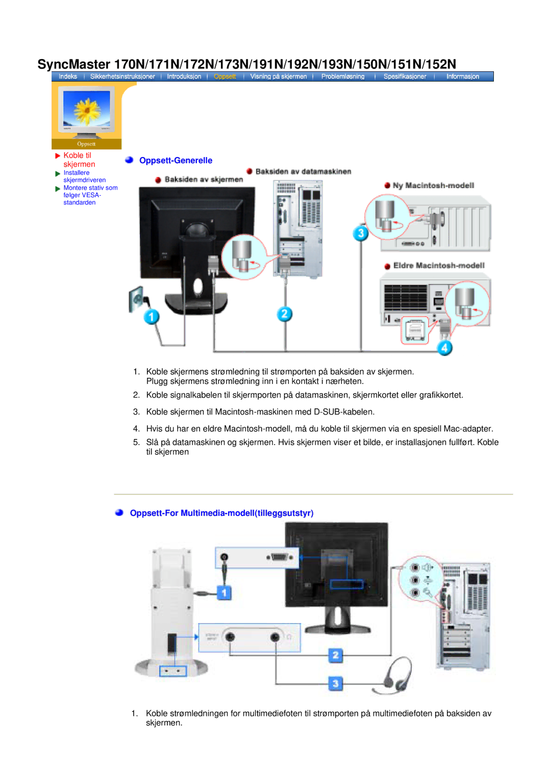 Samsung NB17BSHSQ/EDC, NB17ASHS/EDC, NB19BSHN/EDC manual SyncMaster 170N/171N/172N/173N/191N/192N/193N/150N/151N/152N 