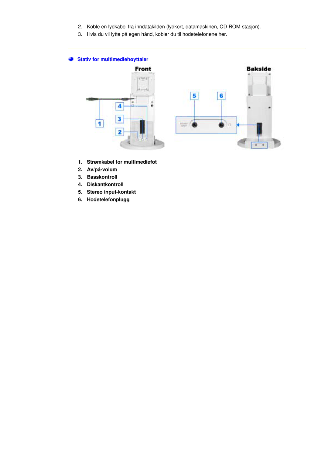 Samsung NB19BSHN/EDC, NB17ASHS/EDC, NB17BSHSQ/EDC, NB17BSPSQ/EDC manual Stativ for multimediehøyttaler 