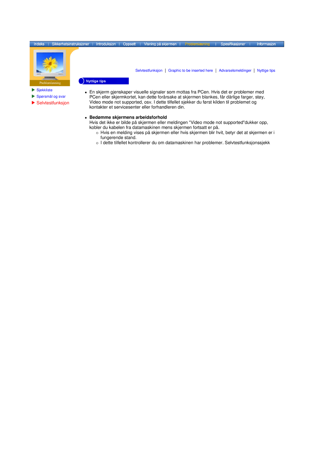 Samsung NB17BSHSQ/EDC, NB17BSPSQ/EDC manual Bedømme skjermens arbeidsforhold 