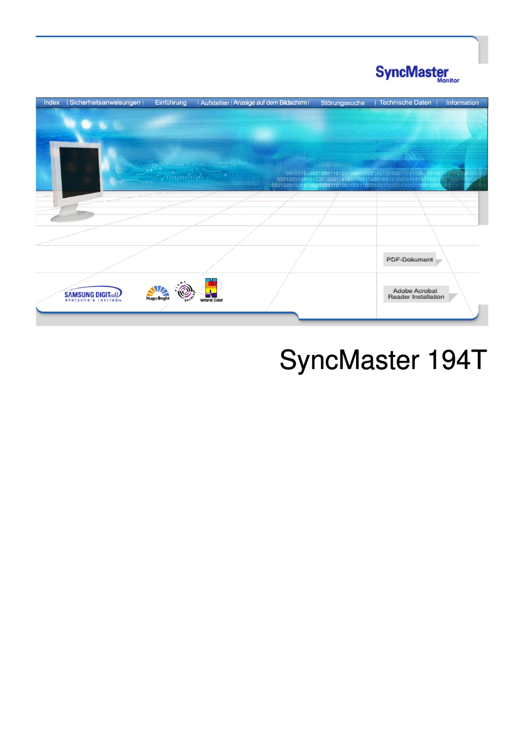 Samsung NB19PSHSB/EDC manual SyncMaster 194T 