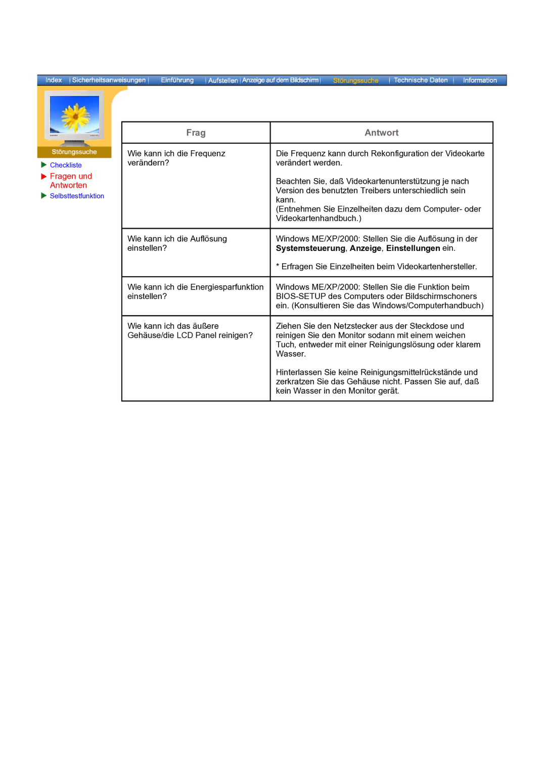 Samsung NB19PSHSB/EDC manual Fragen und Antworten, Systemsteuerung, Anzeige, Einstellungen ein 