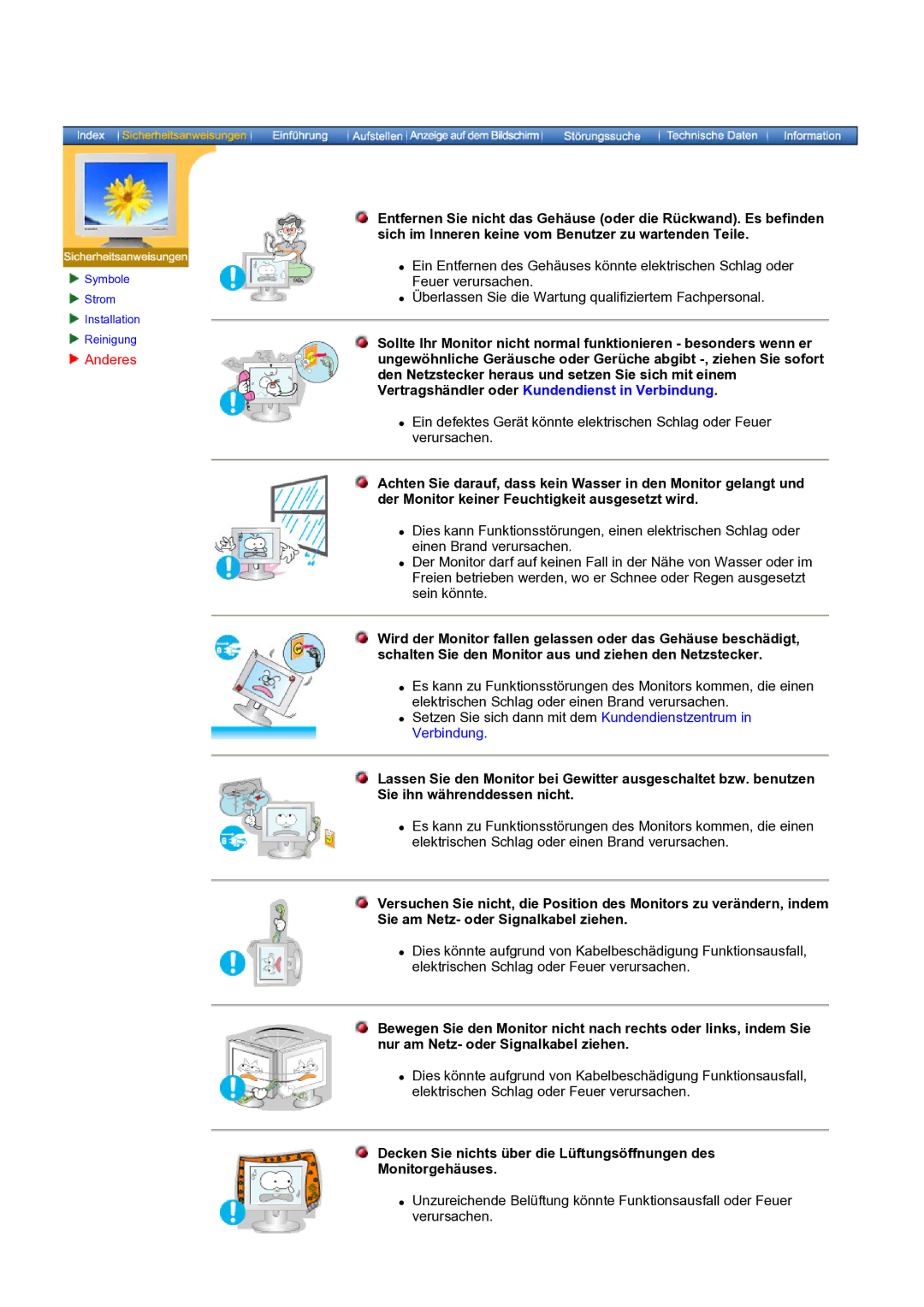 Samsung NB19PSHSB/EDC manual Den Netzstecker heraus und setzen Sie sich mit einem, Verursachen 