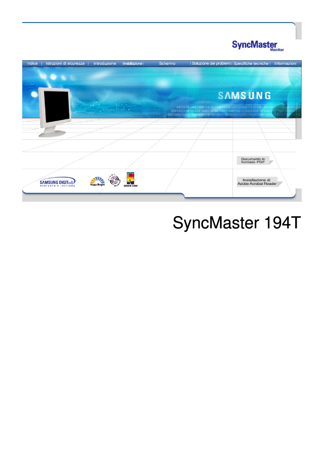 Samsung NB19PSHSB/EDC manual SyncMaster 194T 