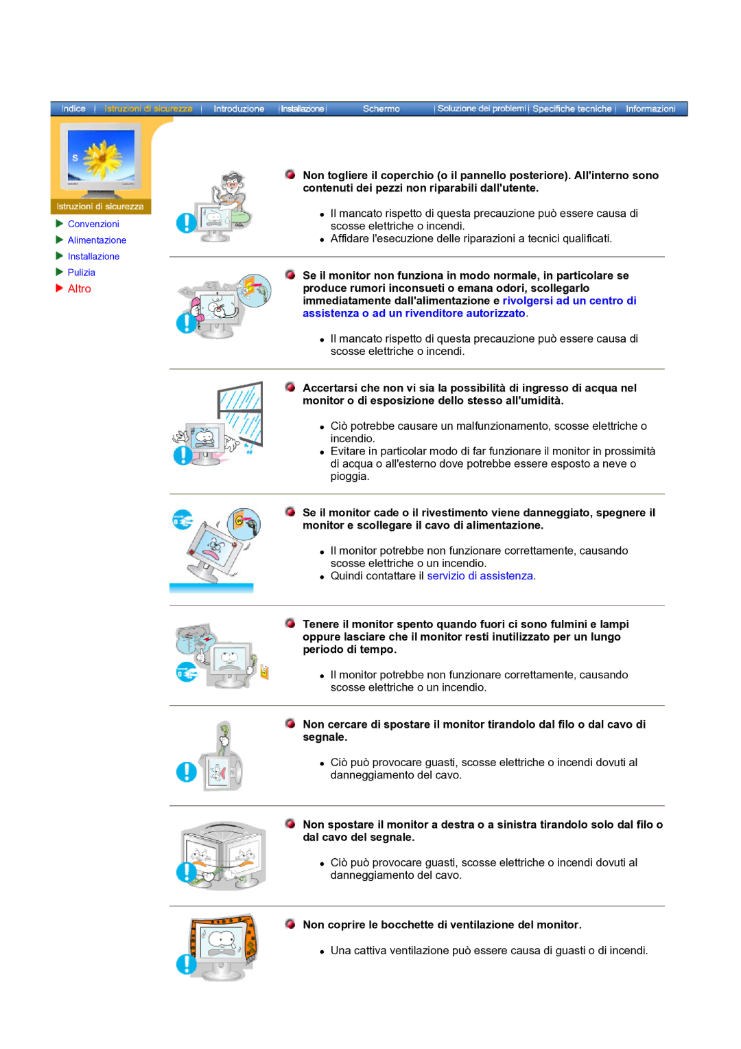 Samsung NB19PSHSB/EDC manual Produce rumori inconsueti o emana odori, scollegarlo, Scosse elettriche o incendi 