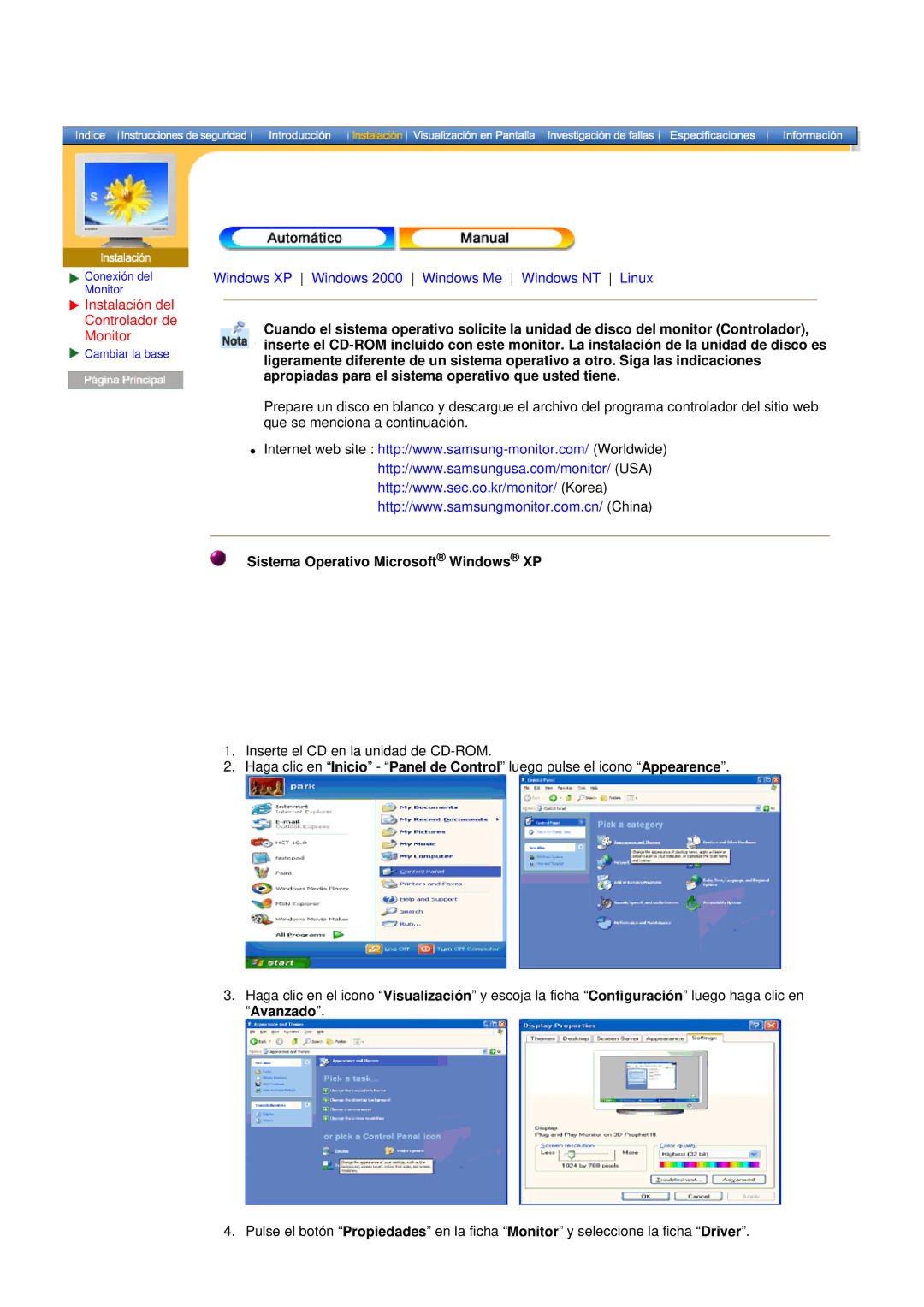 Samsung NB19PSHSB/EDC manual Sistema Operativo Microsoft Windows XP 