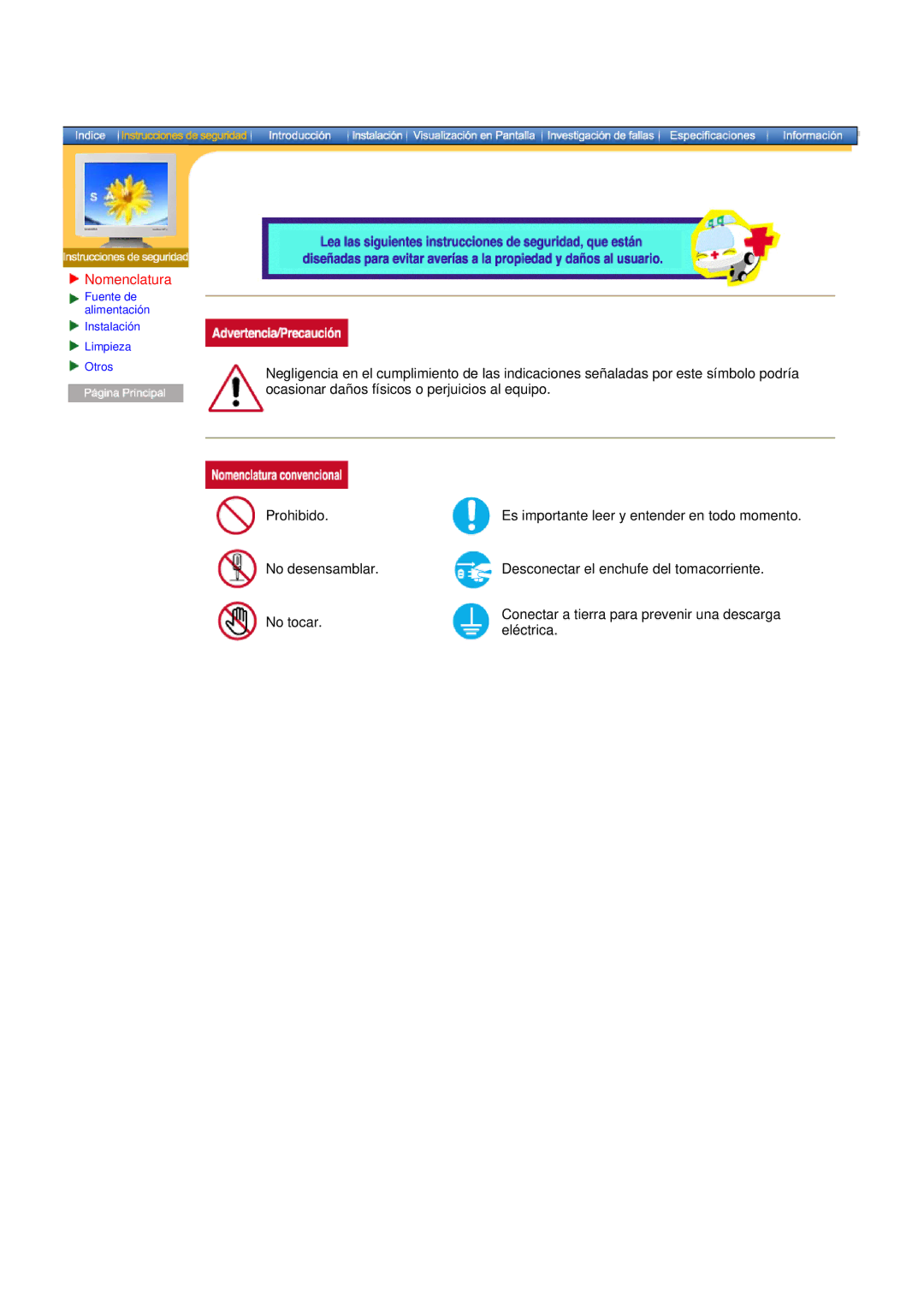 Samsung NB19PSHSB/EDC manual Nomenclatura 