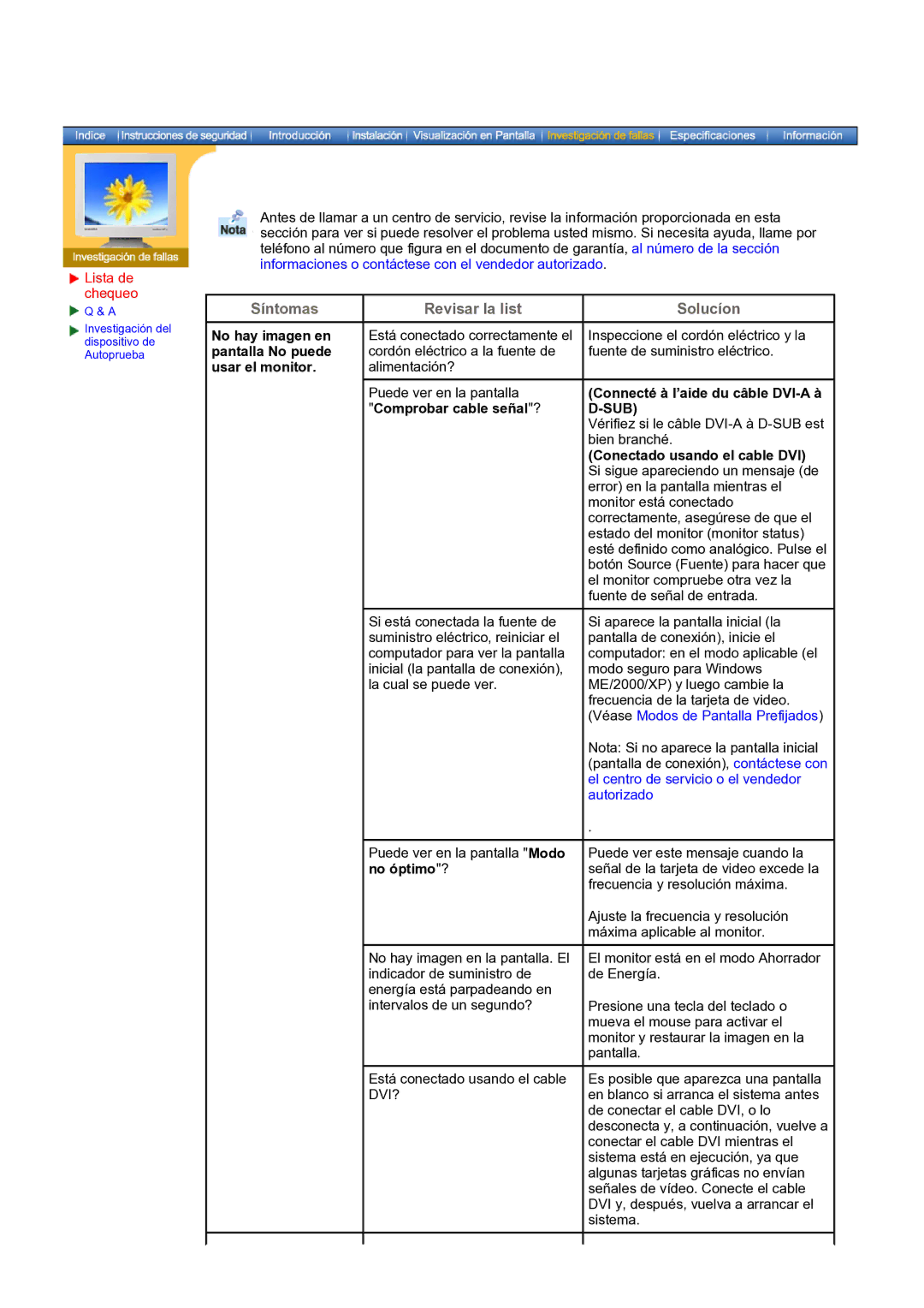 Samsung NB19PSHSB/EDC manual Lista de chequeo, No hay imagen en pantalla No puede usar el monitor, Comprobar cable señal? 