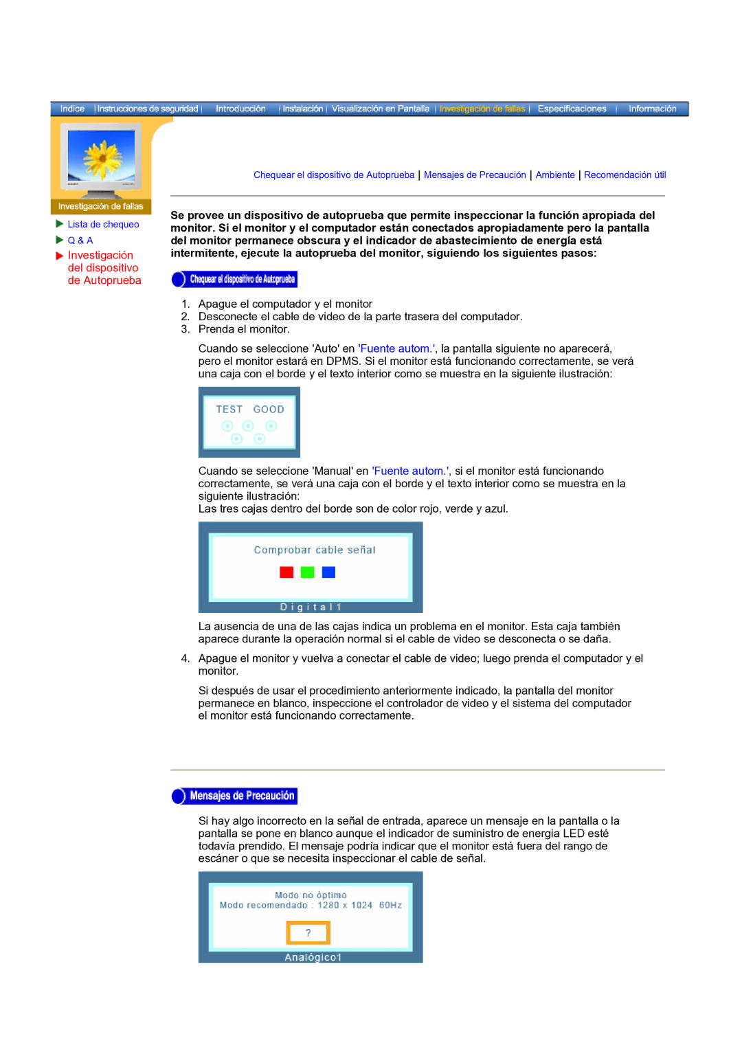 Samsung NB19PSHSB/EDC manual Investigación del dispositivo de Autoprueba 