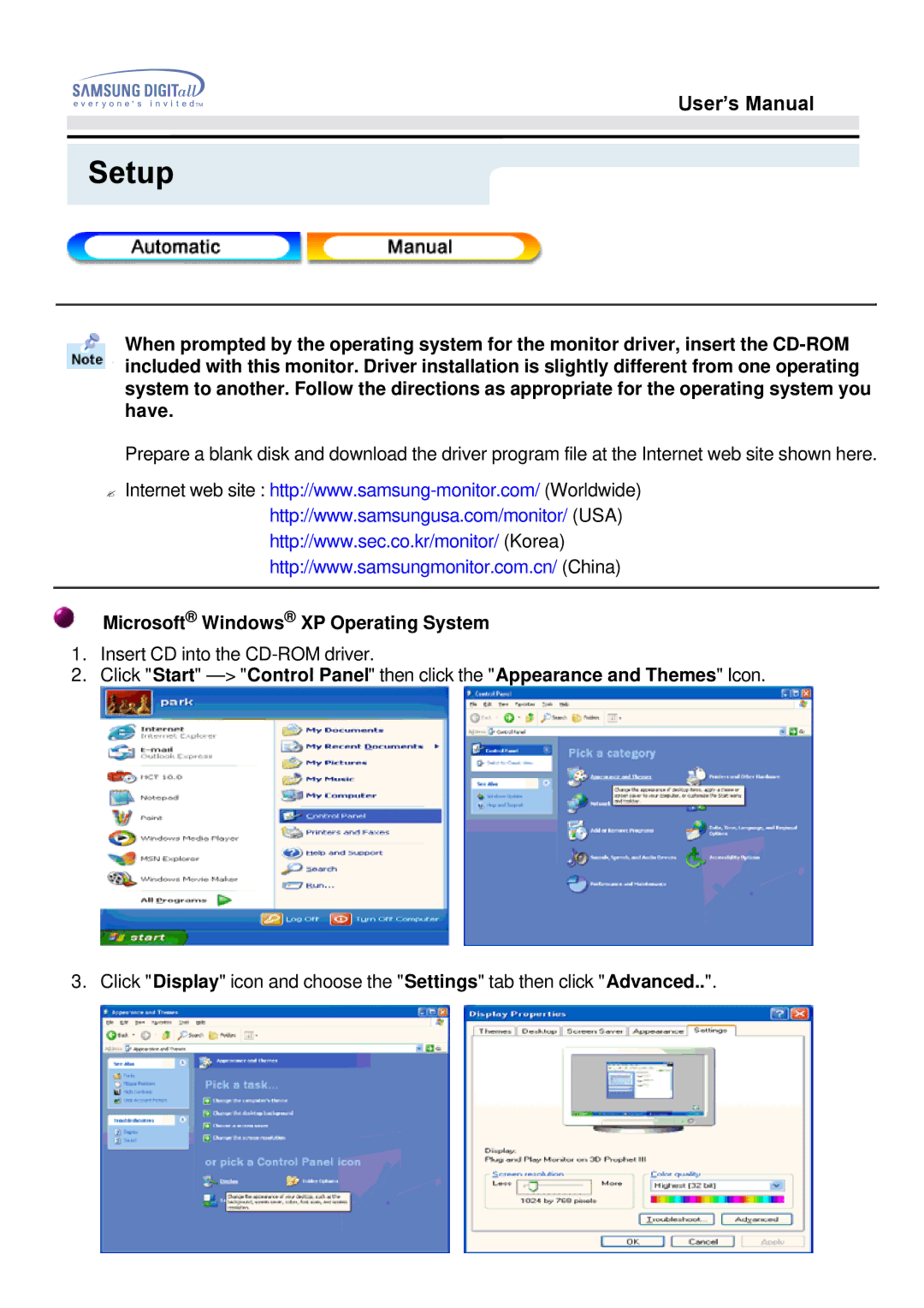 Samsung NB24BSAS/EDC manual Microsoft Windows XP Operating System 