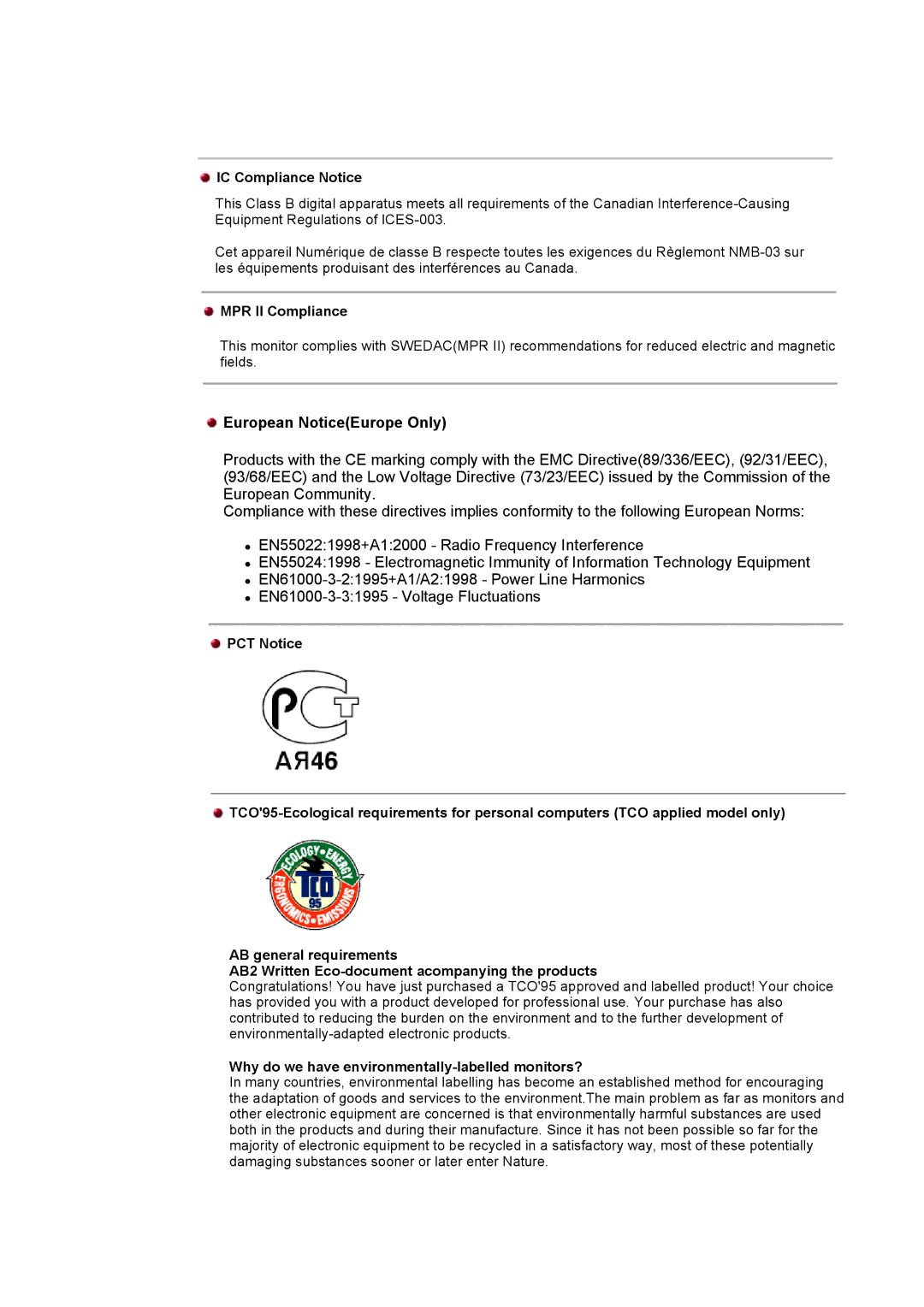 Samsung NB24BSAS/EDC manual IC Compliance Notice, MPR II Compliance, Why do we have environmentally-labelled monitors? 