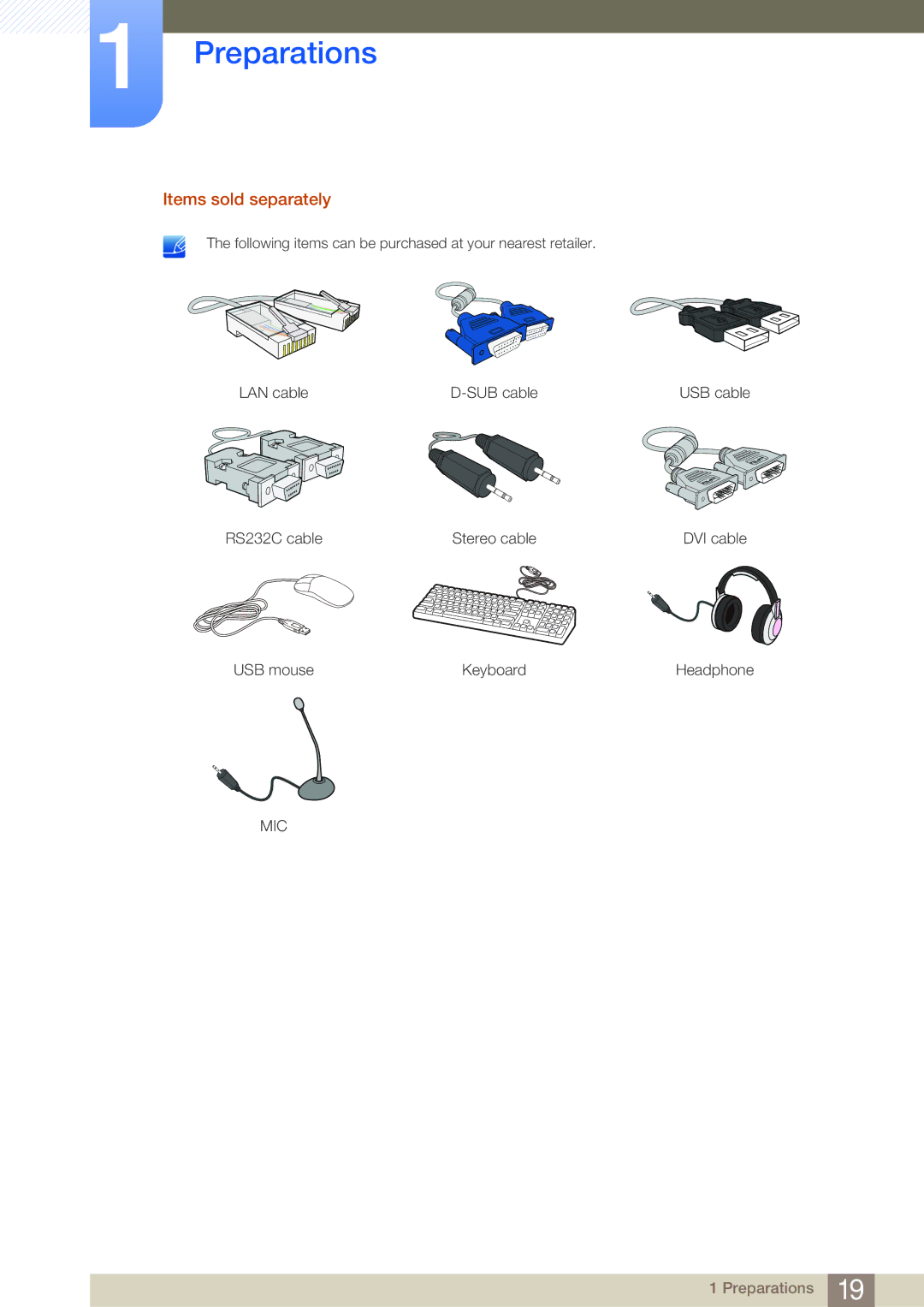 Samsung NC241T, NC190-T, NC191 user manual Items sold separately 