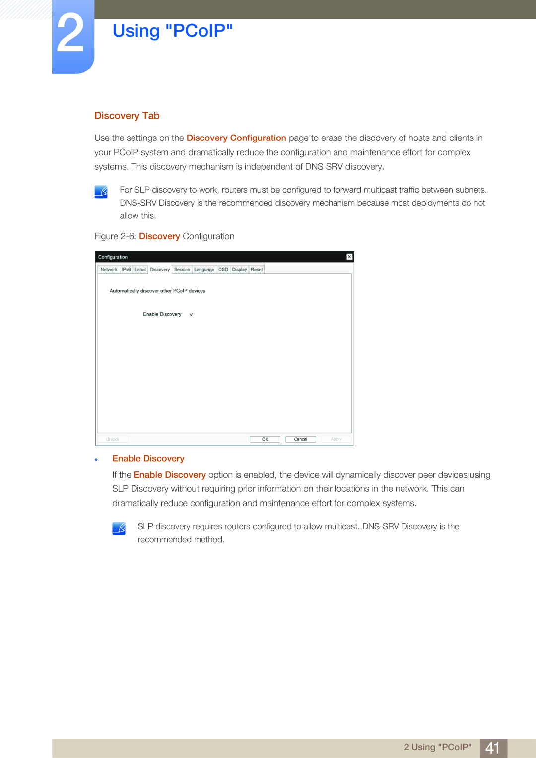 Samsung NC191, NC190-T, NC241T user manual Discovery Tab, Enable Discovery 