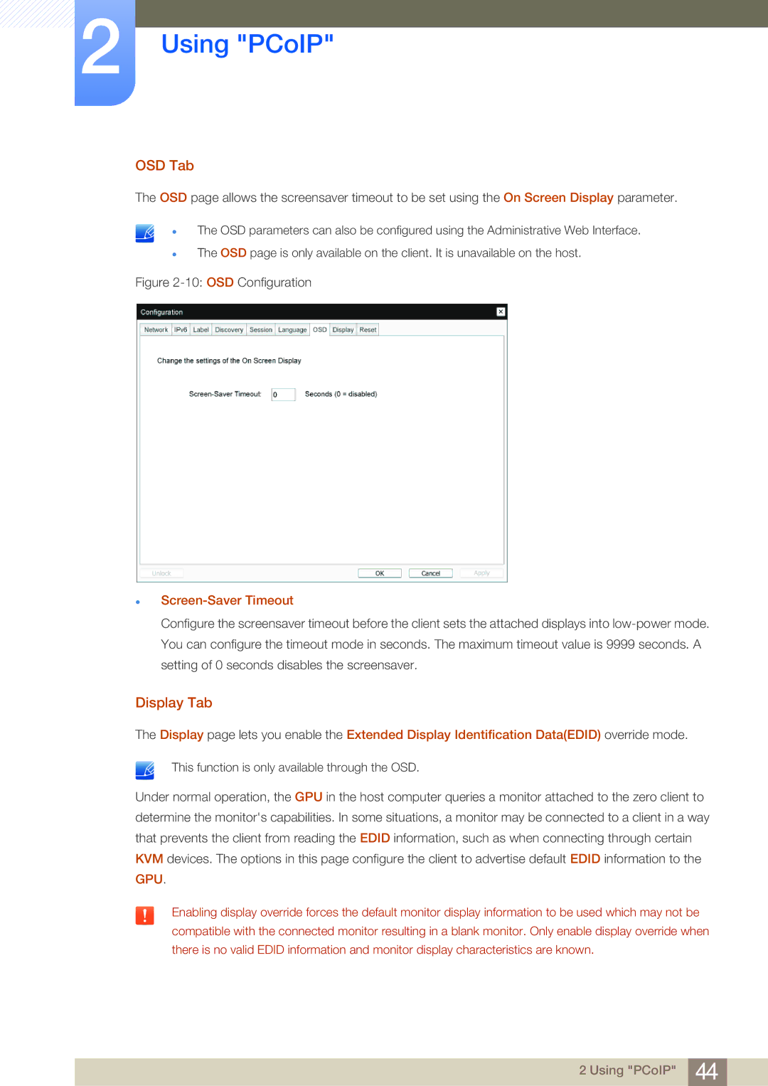 Samsung NC190-T, NC191, NC241T user manual OSD Tab, Display Tab, Screen-Saver Timeout 