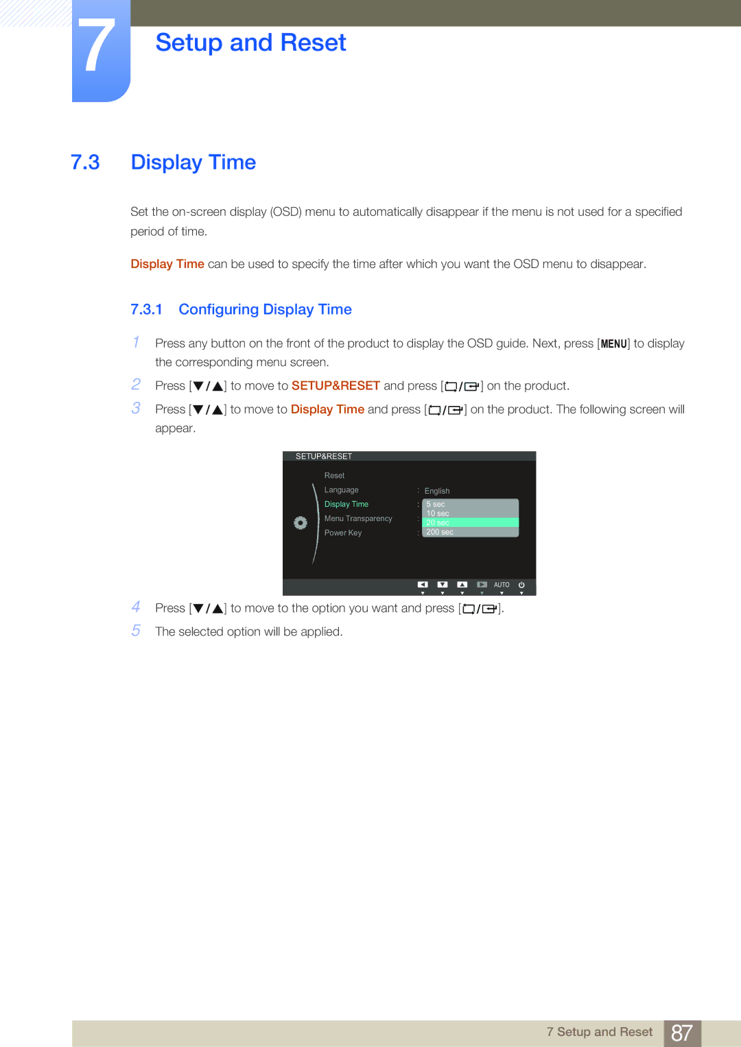 Samsung NC241T, NC190-T, NC191 user manual Configuring Display Time 