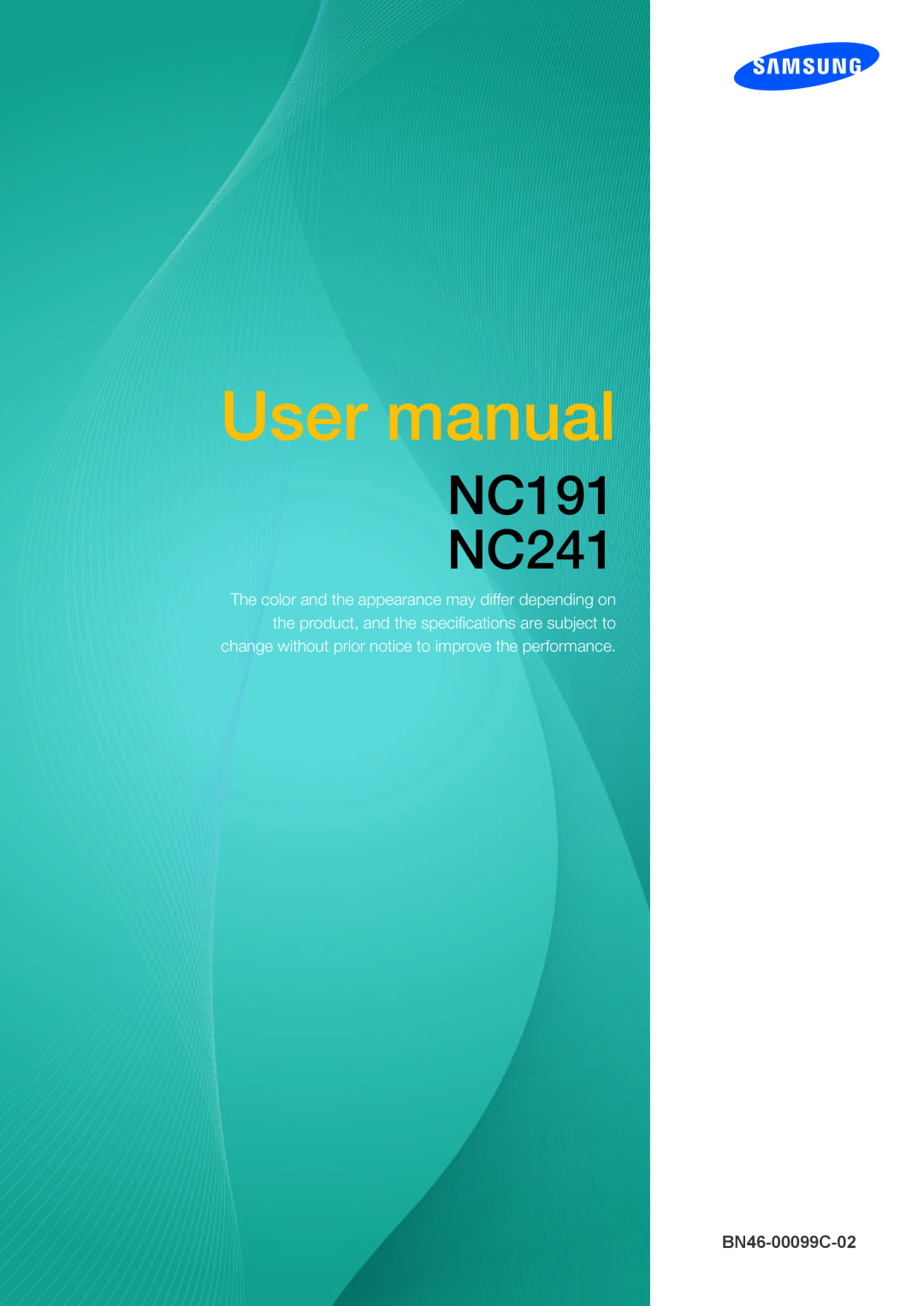 Samsung NC190-T, NC241T user manual User manual, NC191 NC241, BN46-00099C-02 