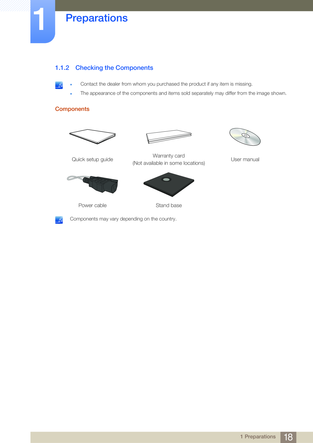 Samsung NC190-T, NC191, NC241T user manual Checking the Components, Preparations 