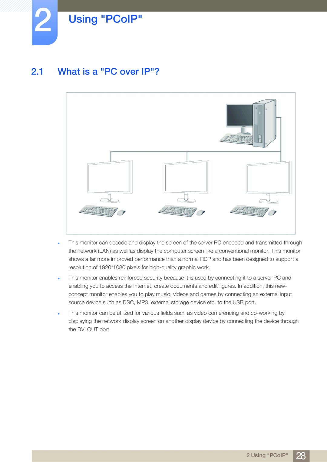 Samsung NC190-T, NC191, NC241T user manual Using PCoIP, What is a PC over IP? 